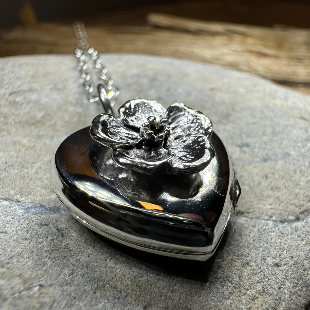 Dogwood Flower Silver Locket Necklace