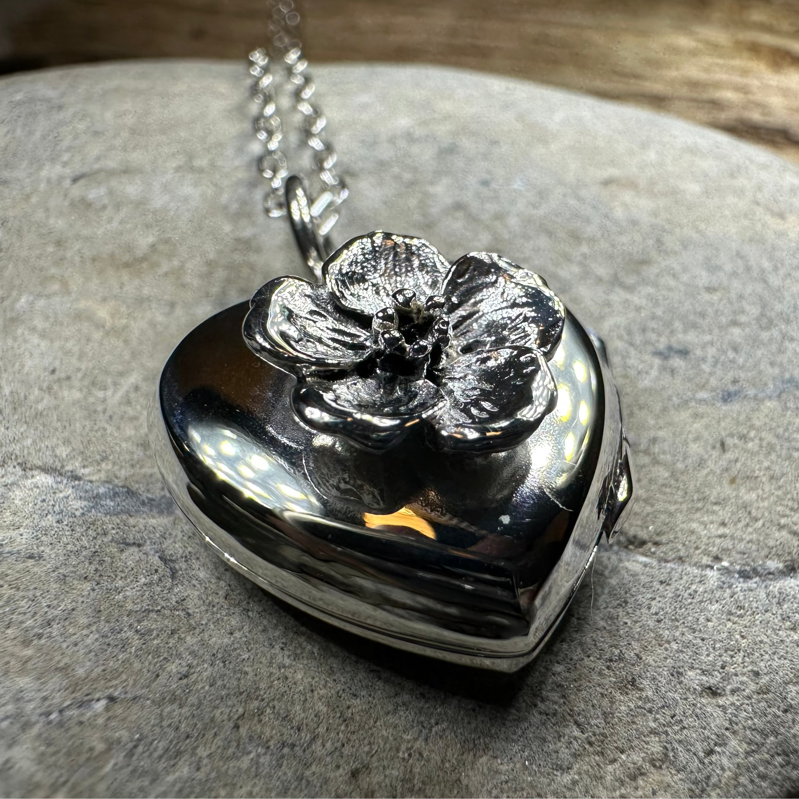 Dogwood Flower Silver Locket Necklace