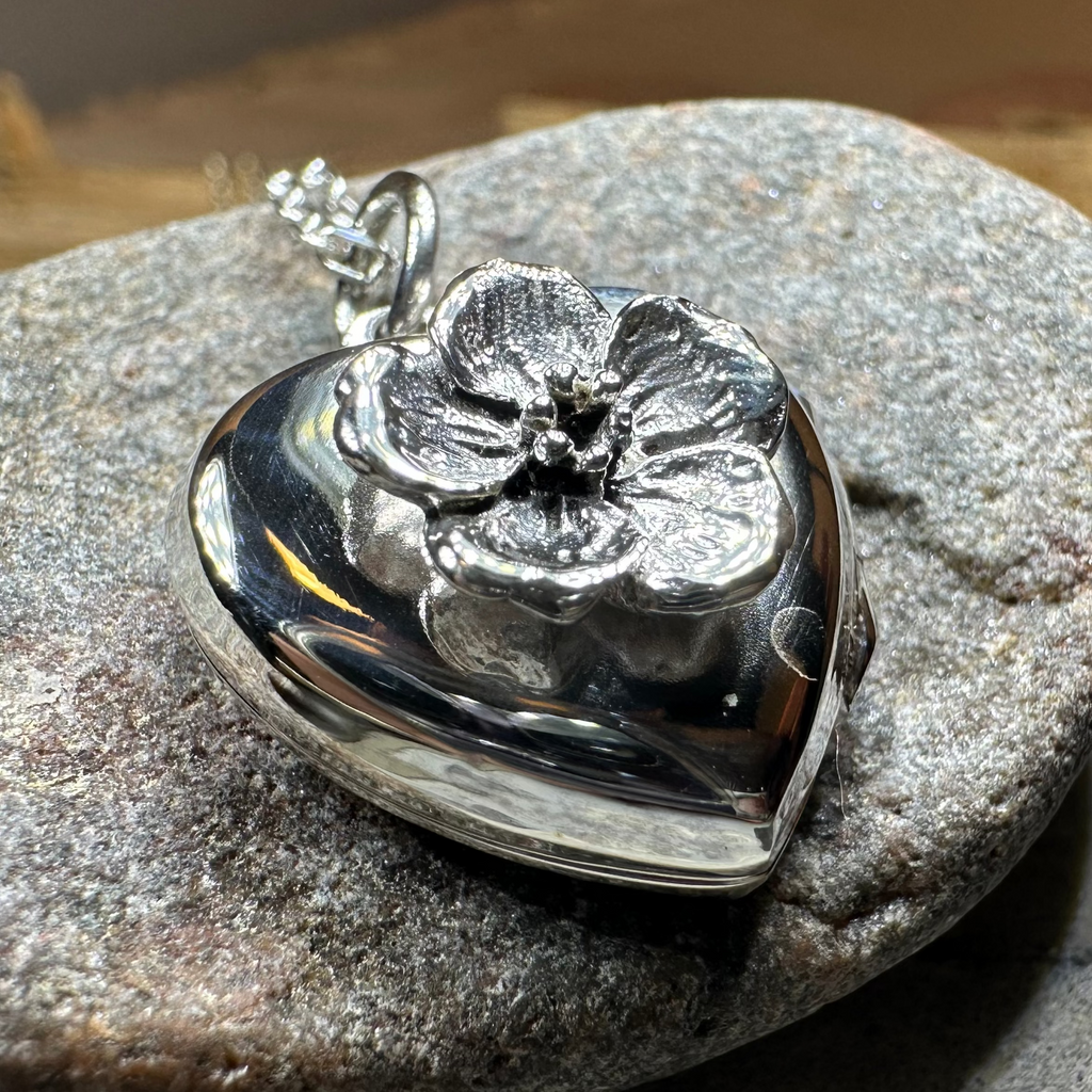 Dogwood Flower Silver Locket Necklace