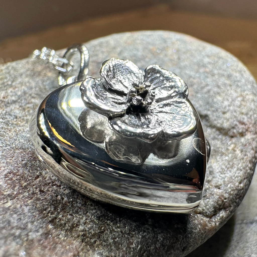 Dogwood Flower Silver Locket Necklace