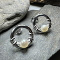 Straffan Claddagh Pearl Stud Earrings