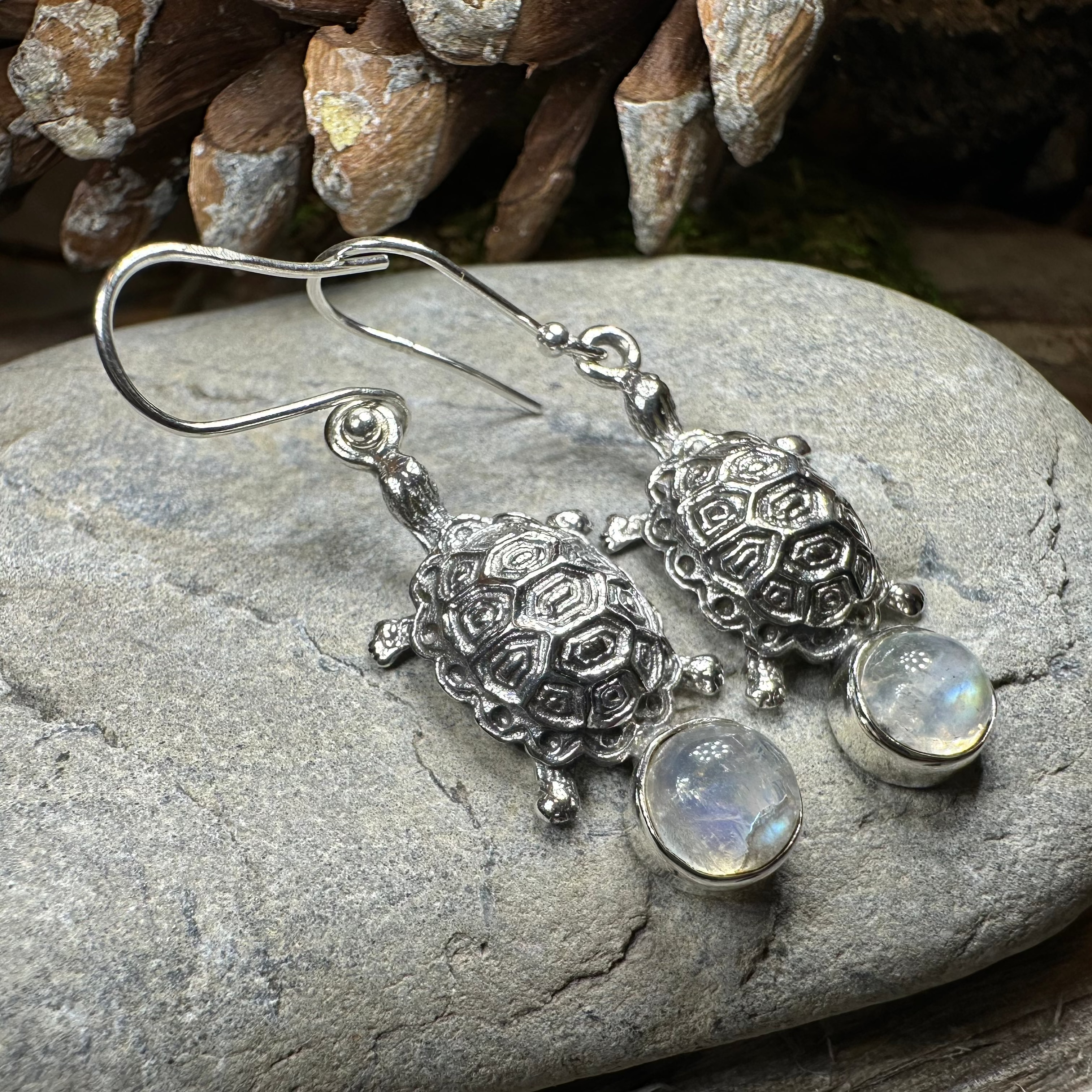 Turtle Moonstone Earrings