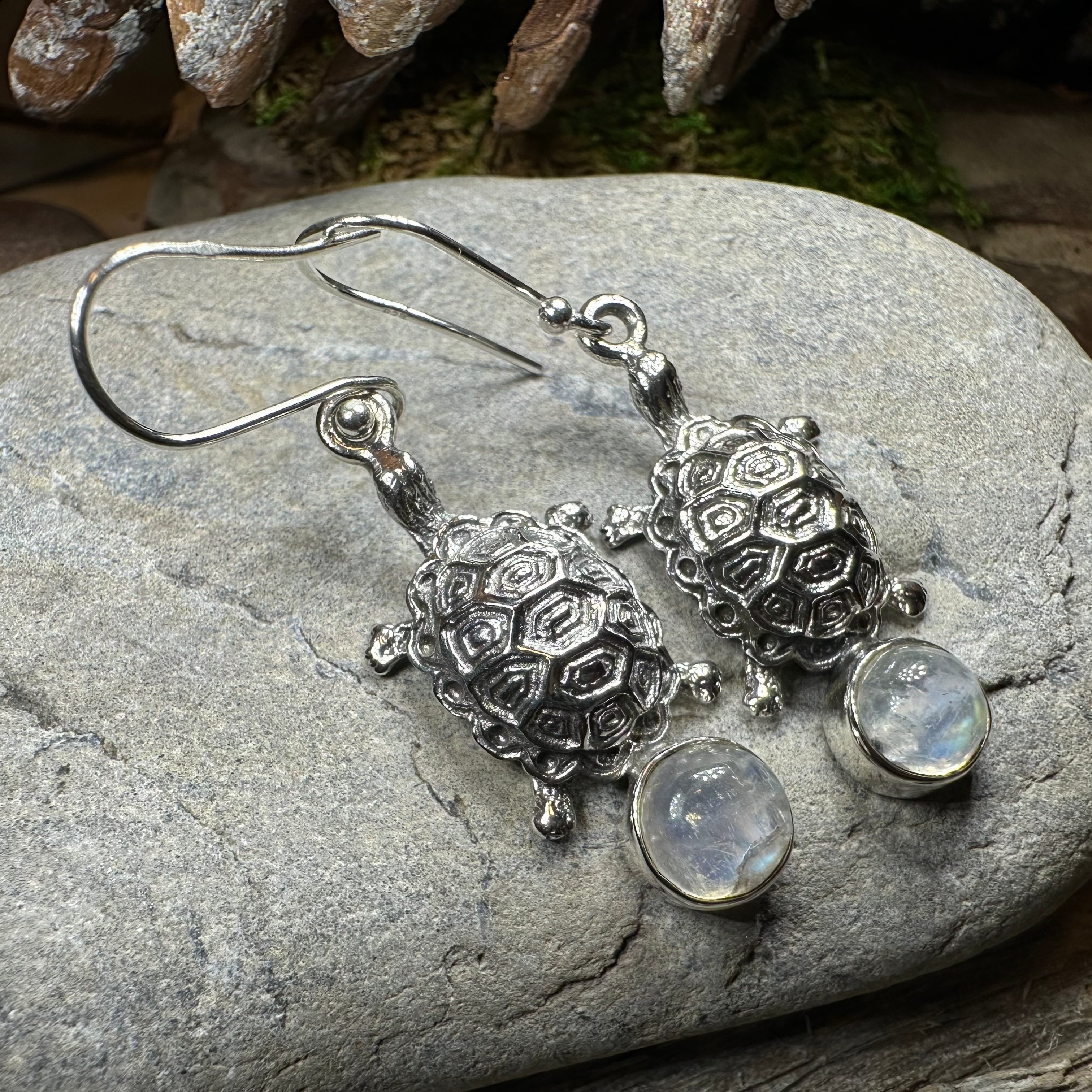 Turtle Moonstone Earrings