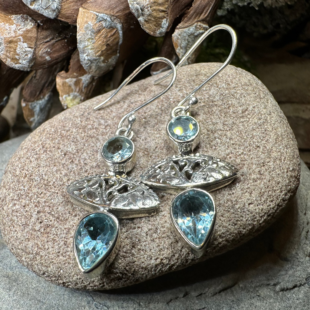 Celtic Morning Blue Topaz Earrings