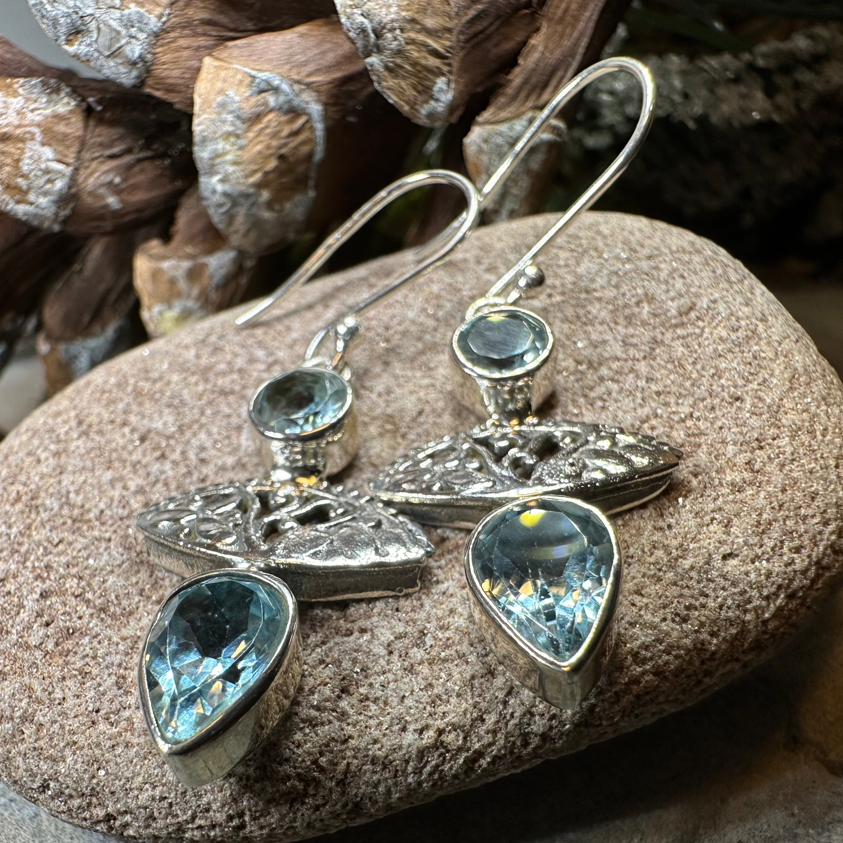 Celtic Morning Blue Topaz Earrings