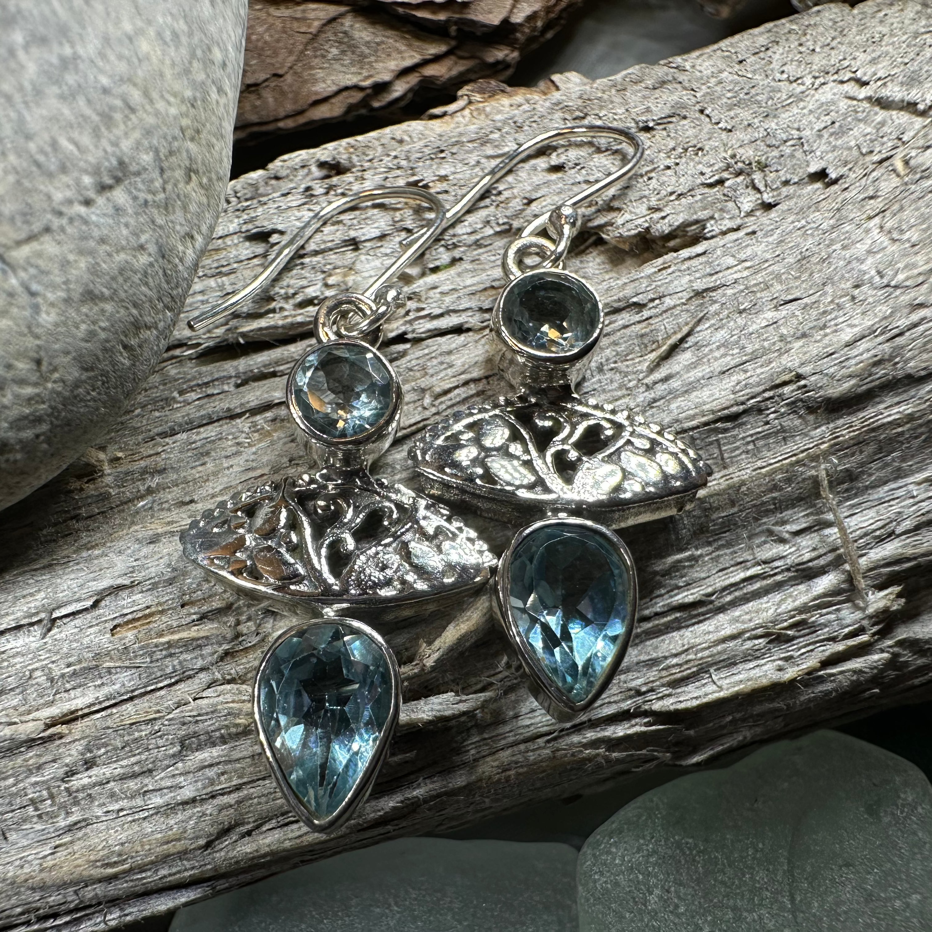 Celtic Morning Blue Topaz Earrings