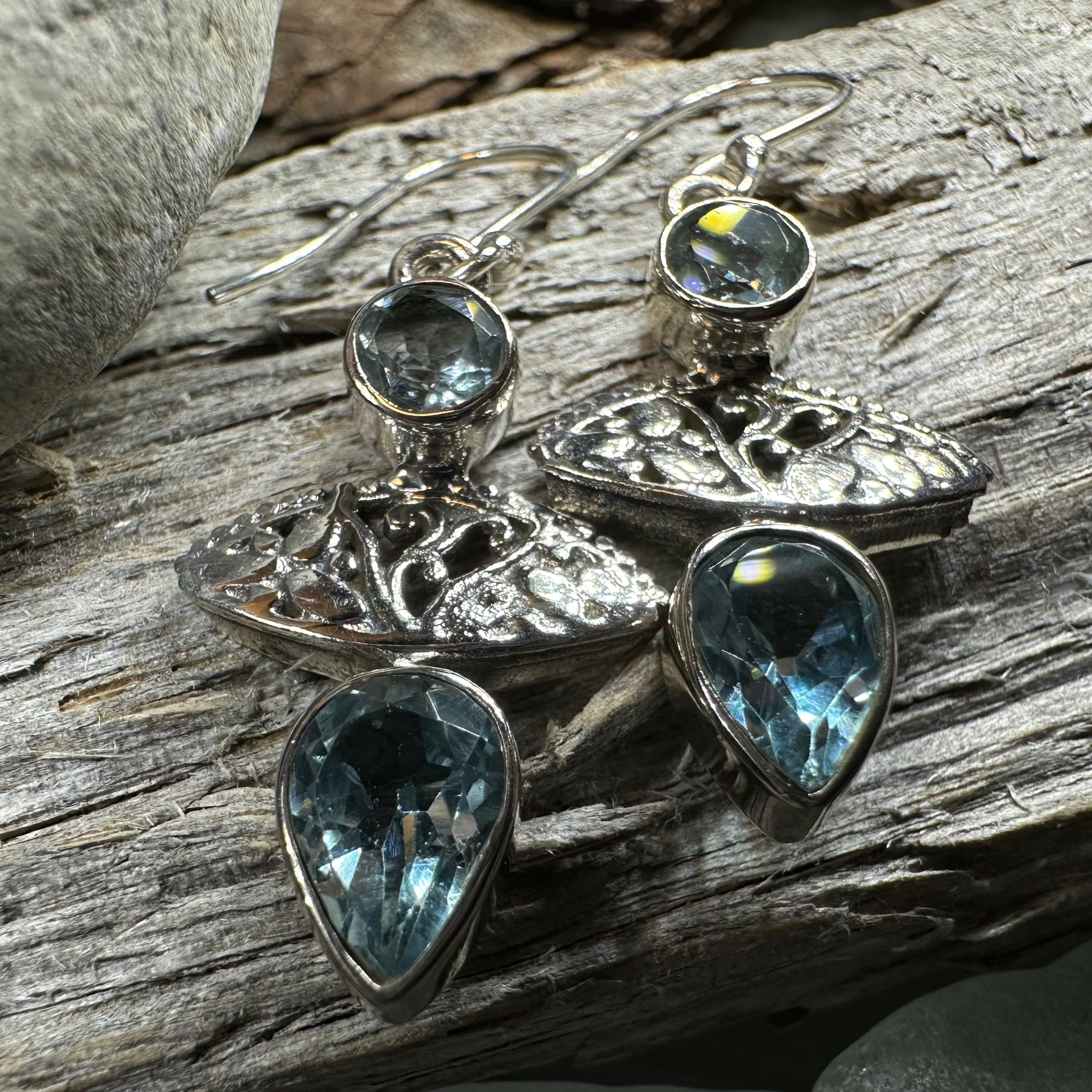 Celtic Morning Blue Topaz Earrings