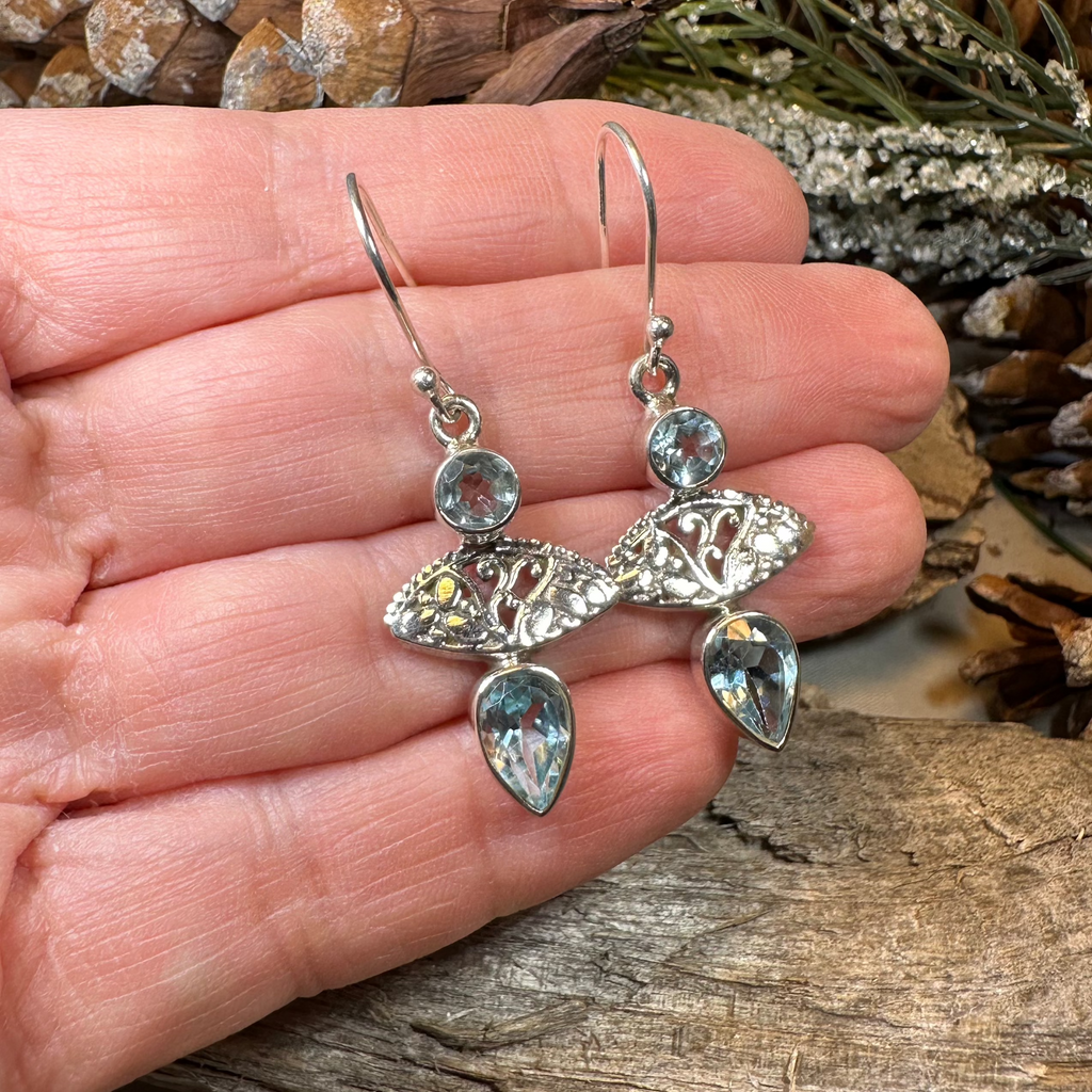Celtic Morning Blue Topaz Earrings