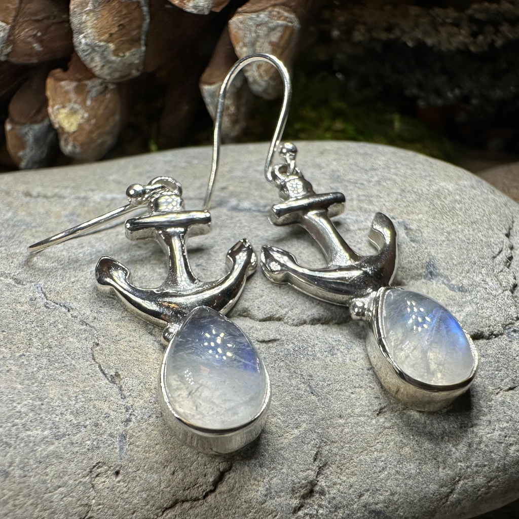 Moonstone Anchor Earrings
