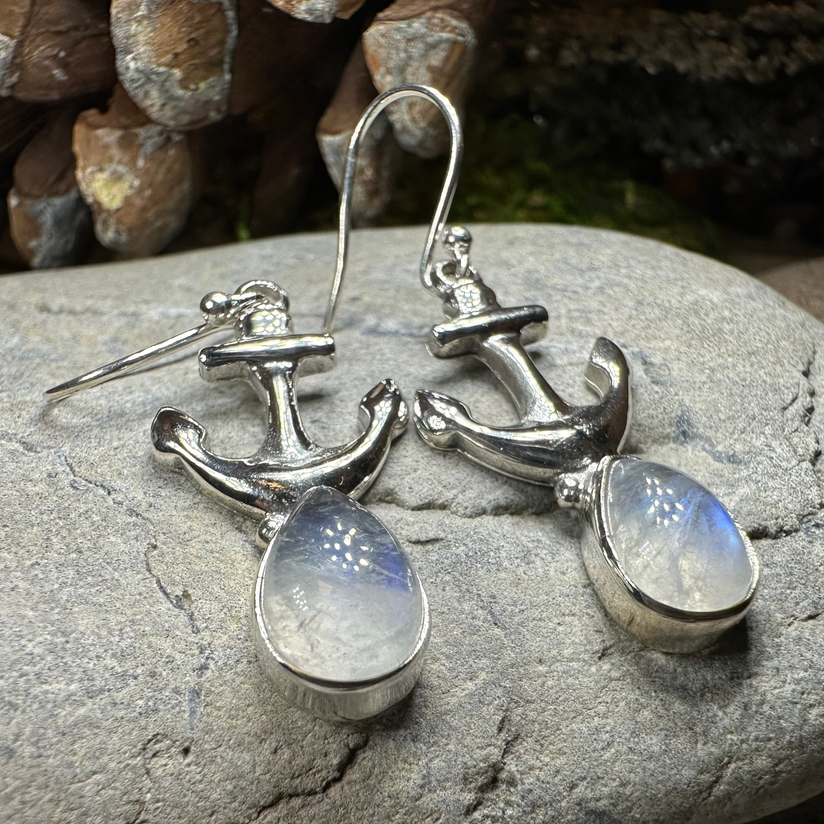 Moonstone Anchor Earrings