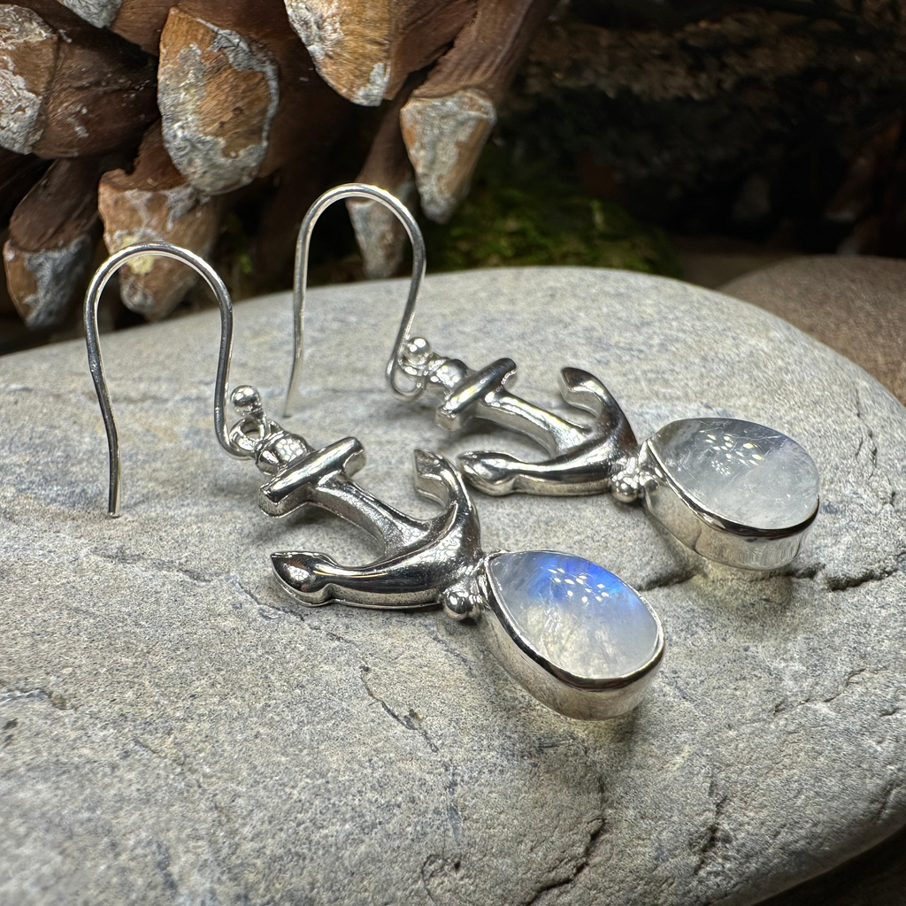 Moonstone Anchor Earrings