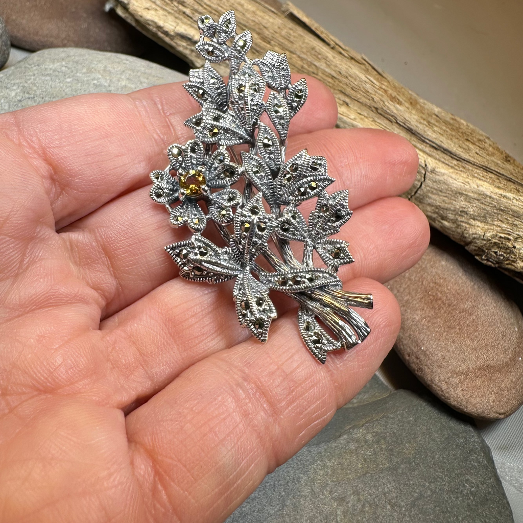 Marcasite Sweet Blossom Brooch