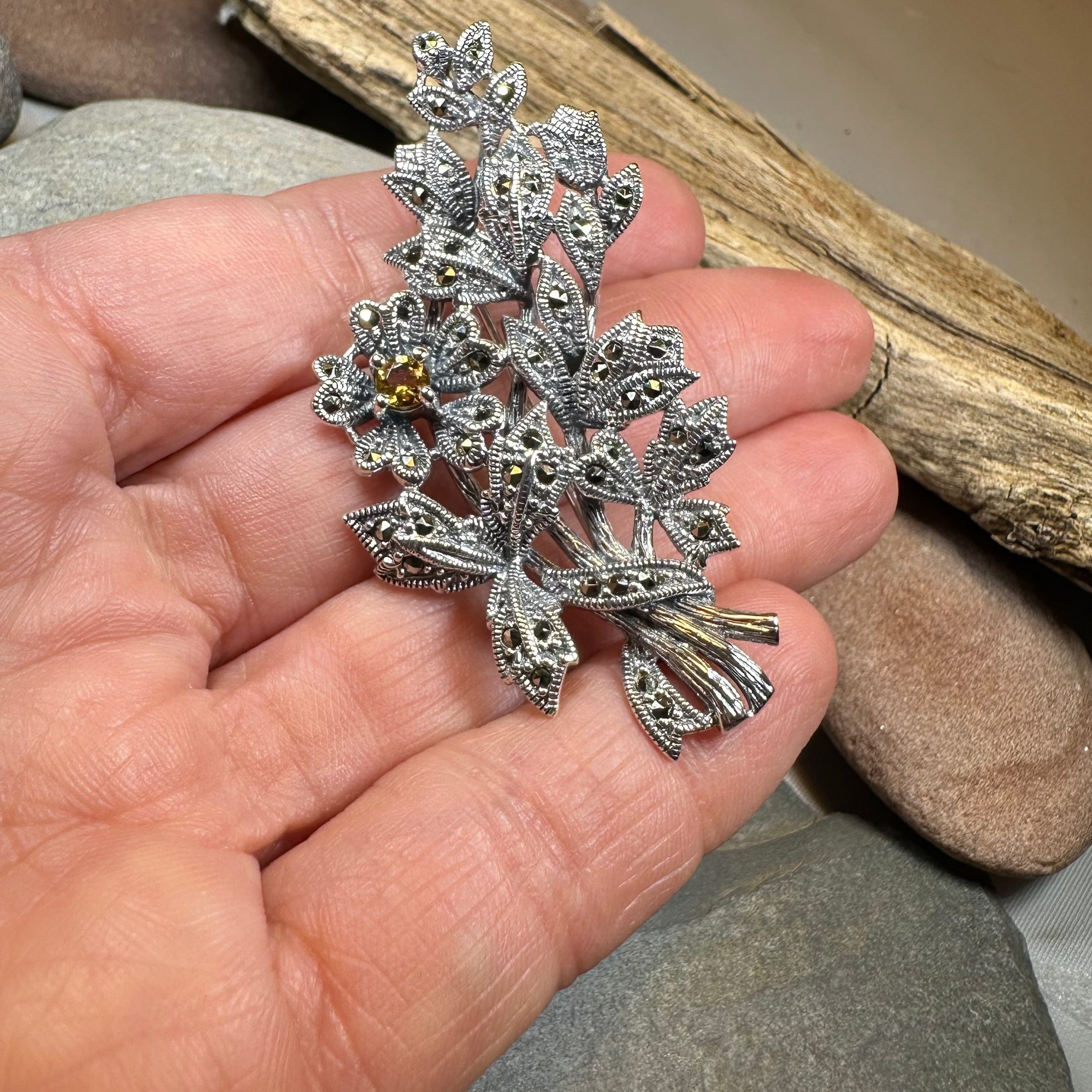 Marcasite Sweet Blossom Brooch