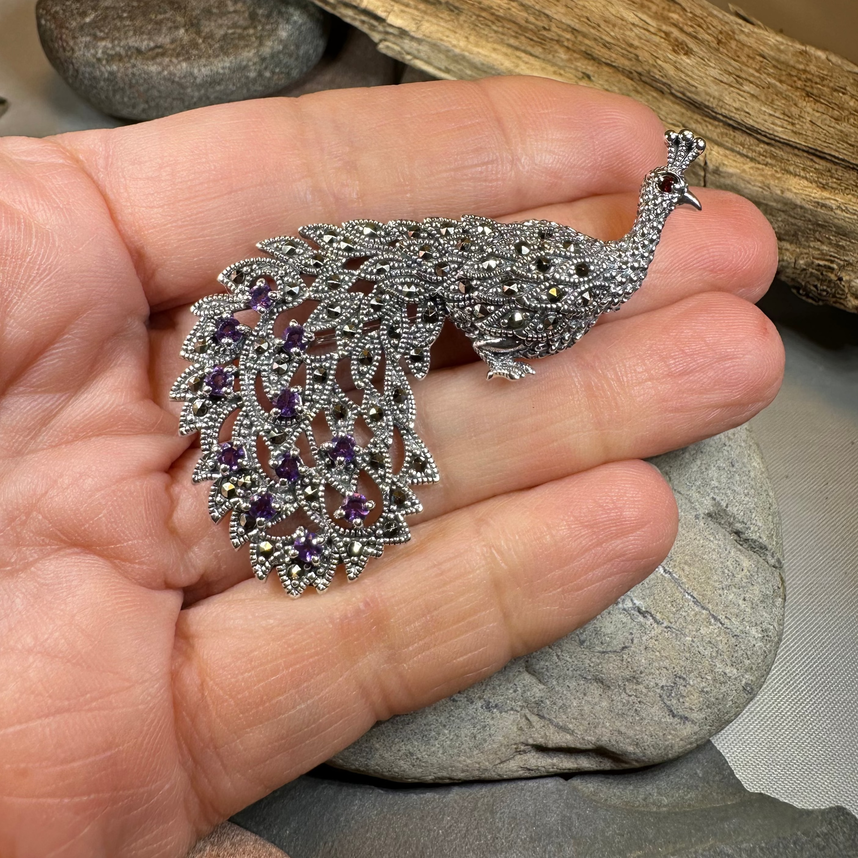 Bellevue Peacock Brooch & Pendant