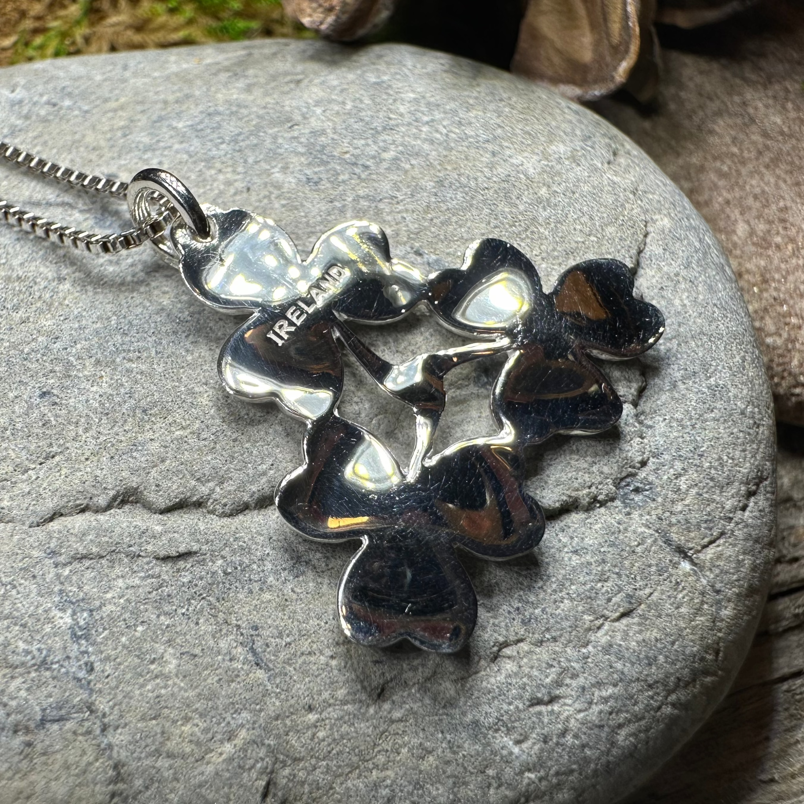Irish Triple Shamrock Necklace - Handmade in Ireland