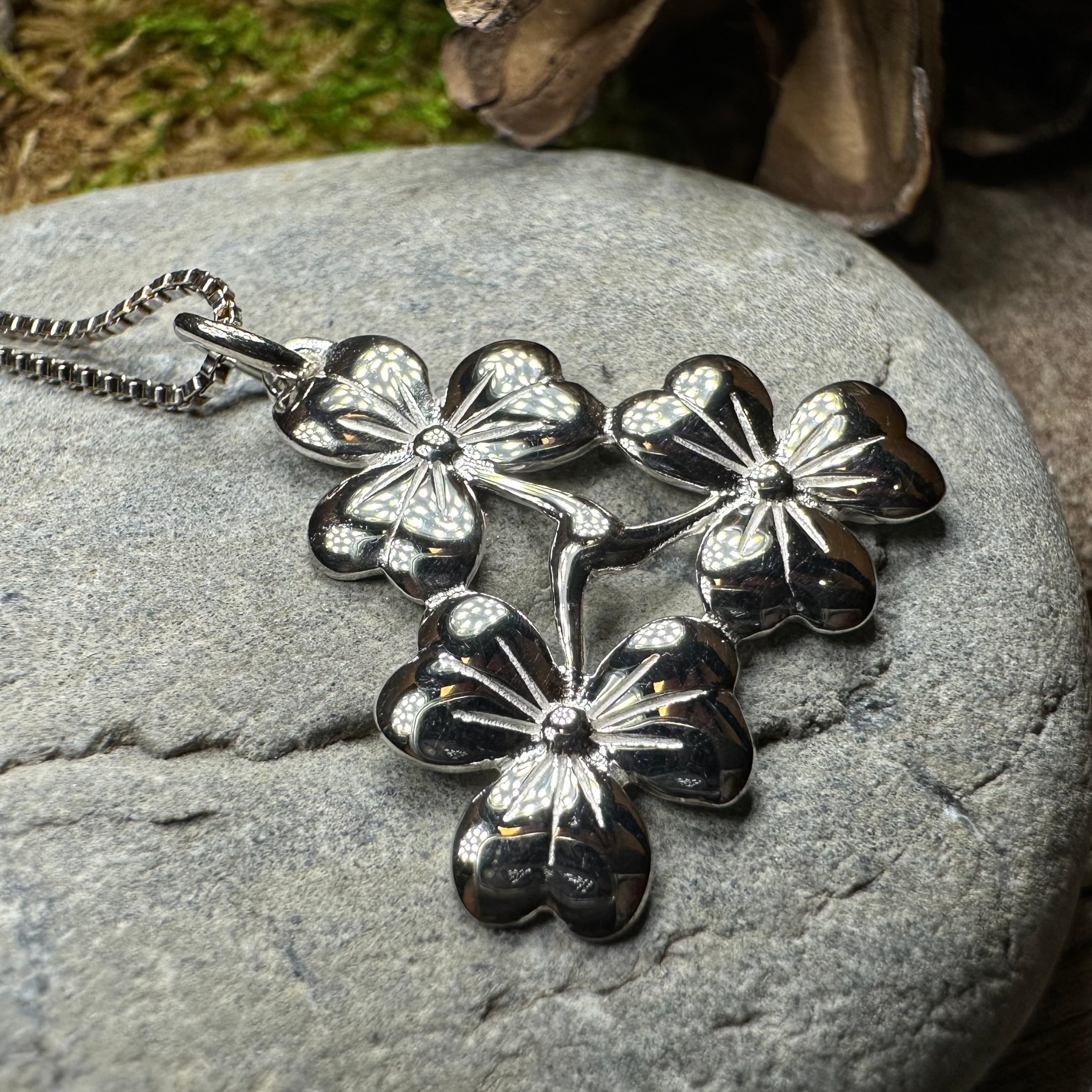 Irish Triple Shamrock Necklace - Handmade in Ireland