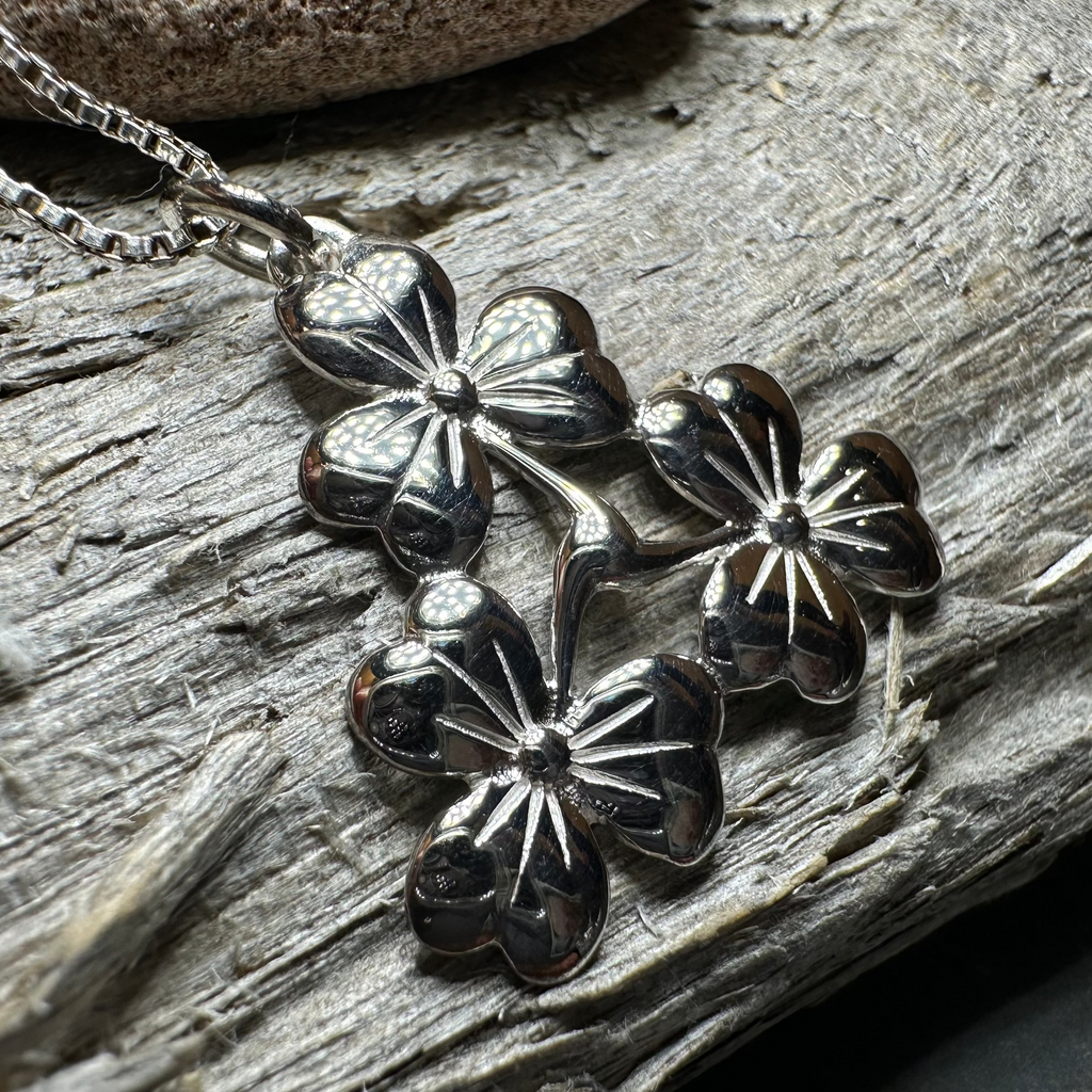 Irish Triple Shamrock Necklace - Handmade in Ireland