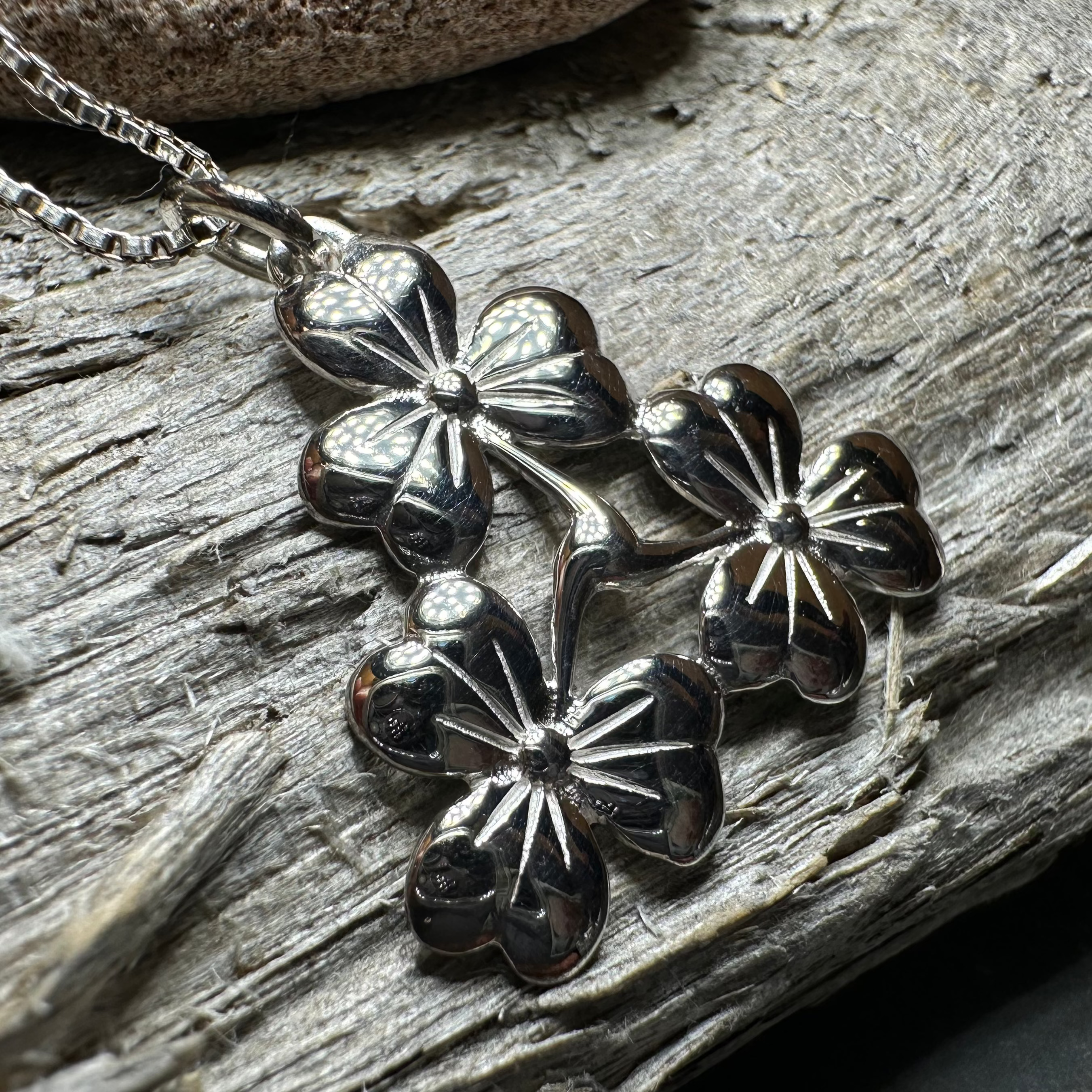 Irish Triple Shamrock Necklace - Handmade in Ireland