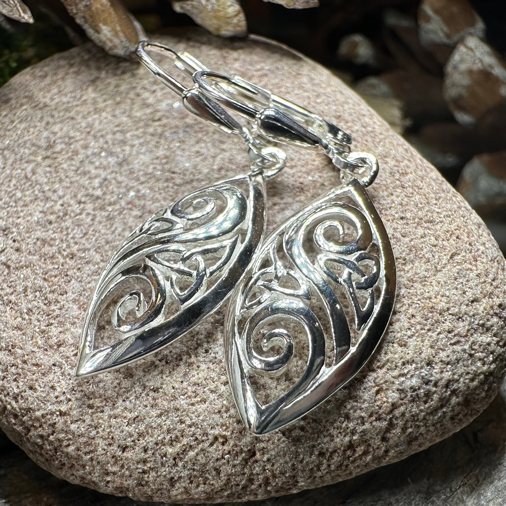 Marquise Trinity Knot Leverback Earrings - Made in Ireland