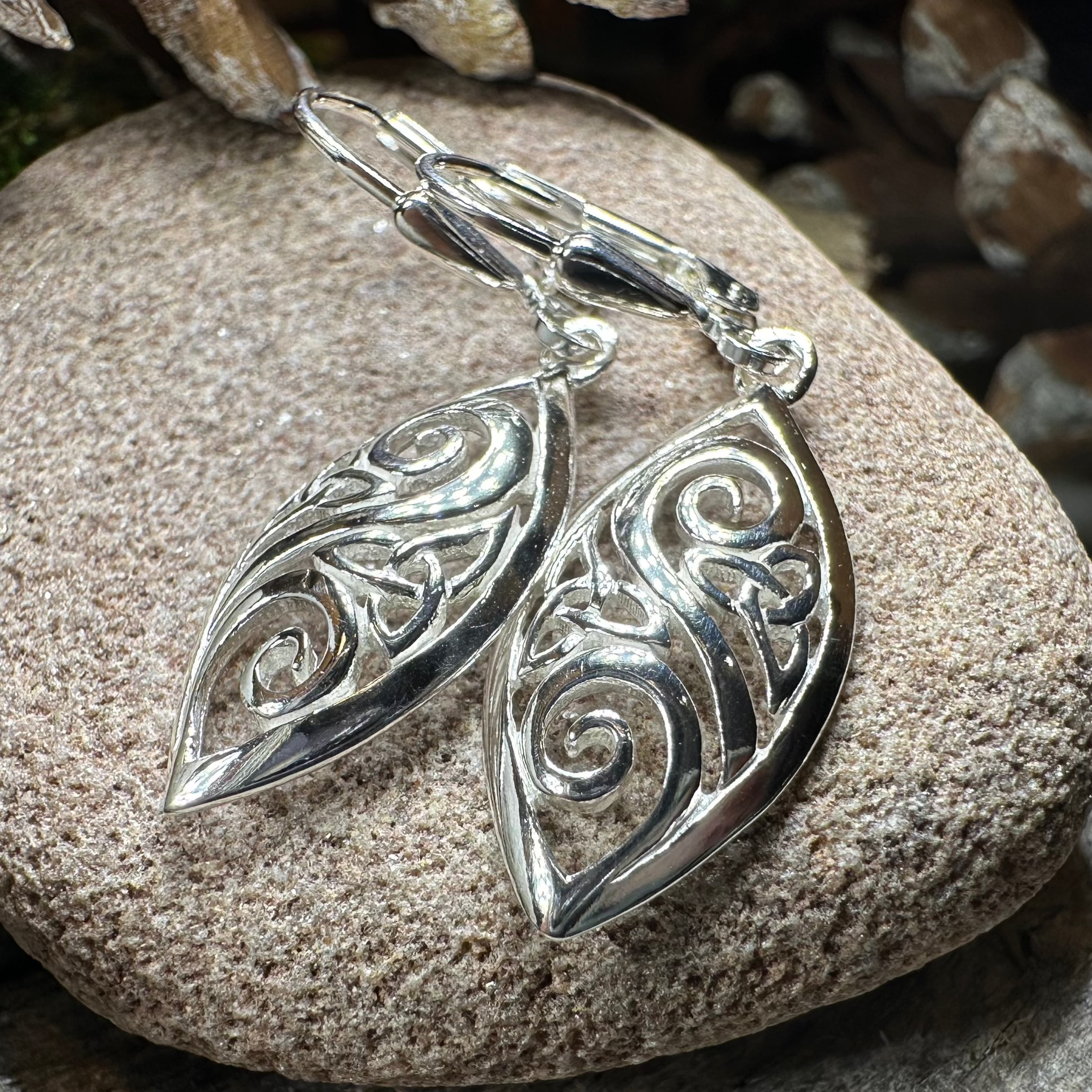 Marquise Trinity Knot Leverback Earrings - Made in Ireland
