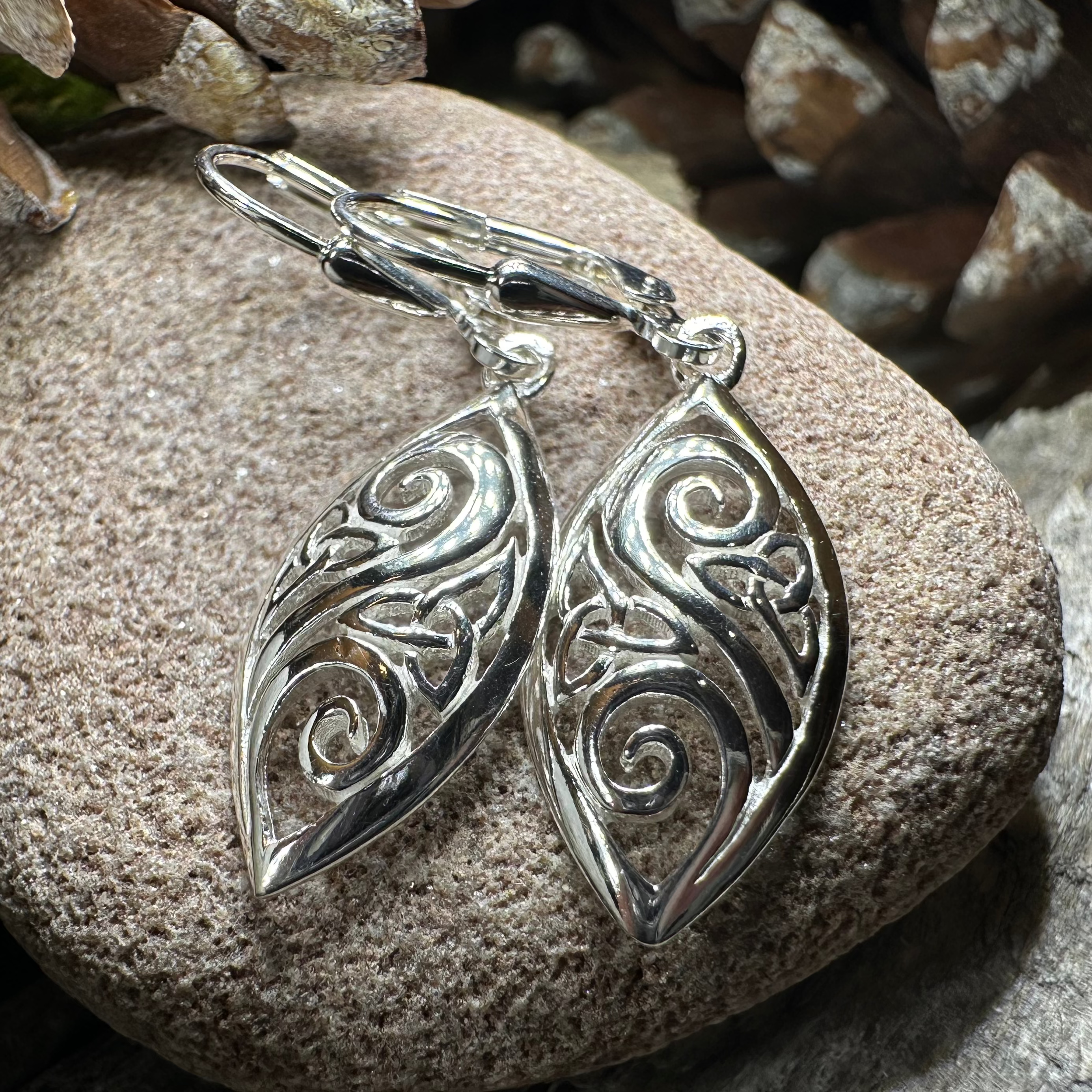Marquise Trinity Knot Leverback Earrings - Made in Ireland