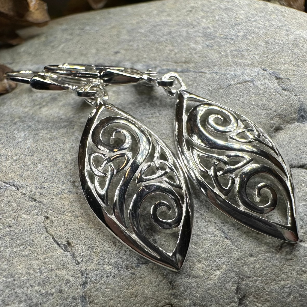 Marquise Trinity Knot Leverback Earrings - Made in Ireland