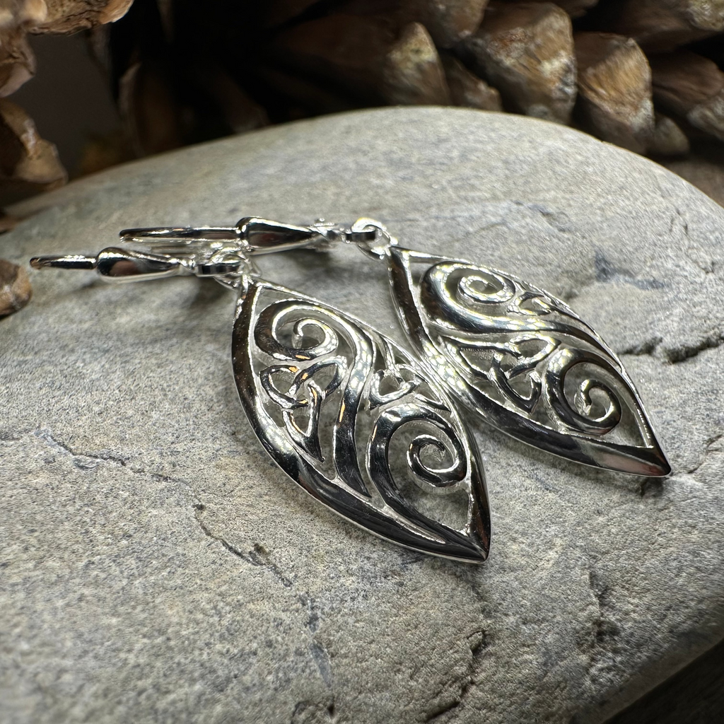 Marquise Trinity Knot Leverback Earrings - Made in Ireland