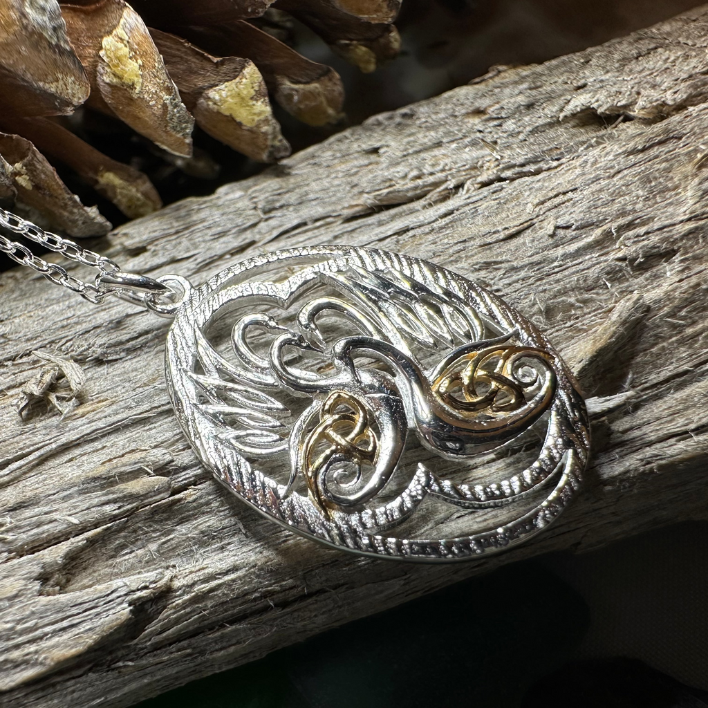 Golden Children of Lir Swan Necklace