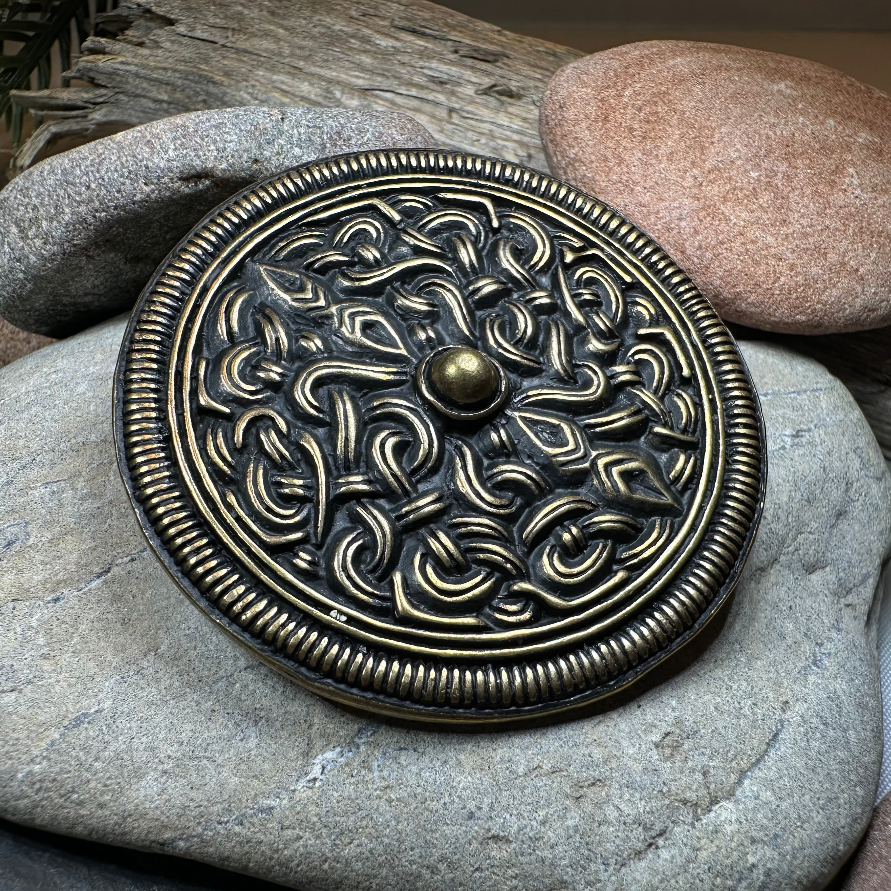 Large Sutton Hoo Celtic Brooch - Bronze Historical Reproduction Pin
