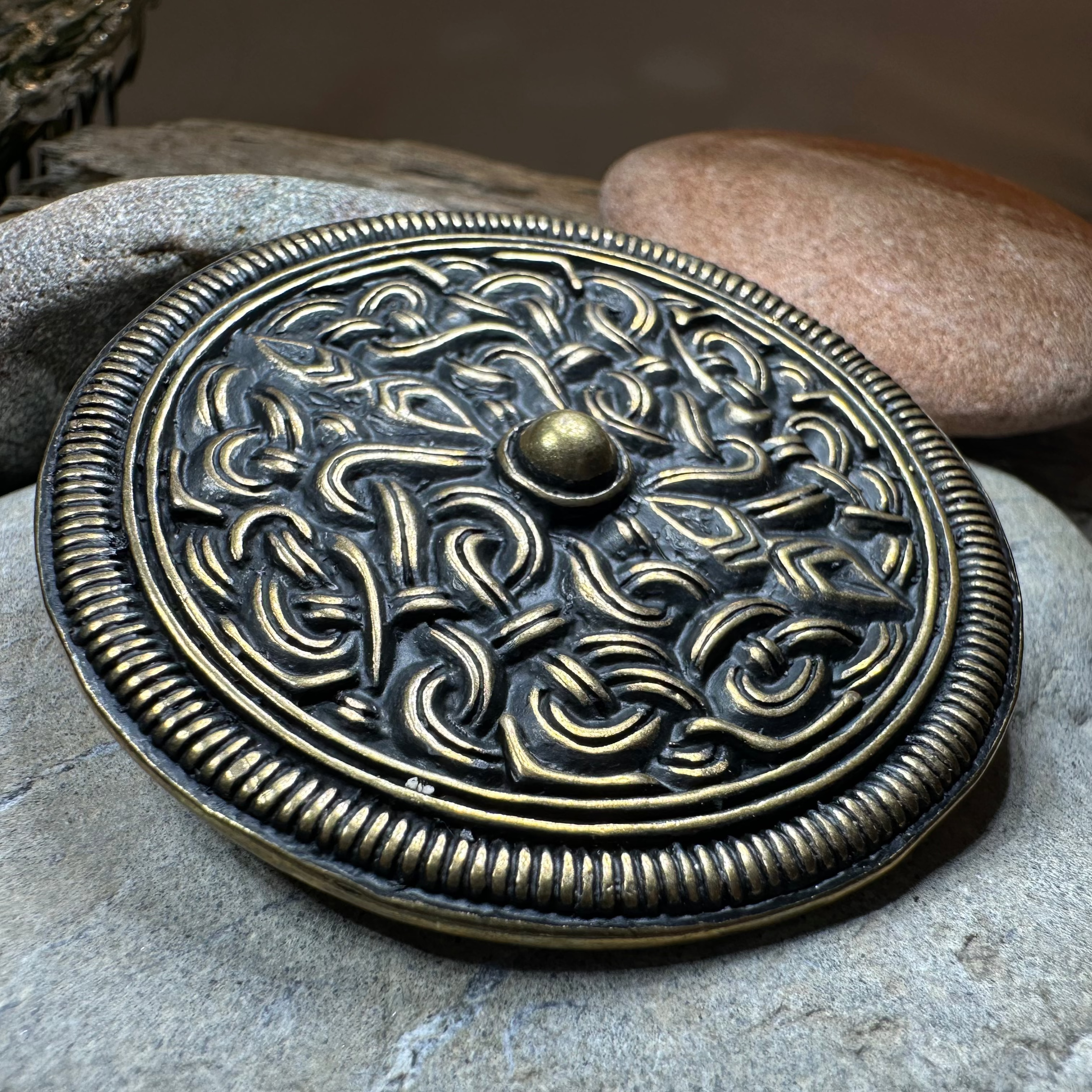 Large Sutton Hoo Celtic Brooch - Bronze Historical Reproduction Pin