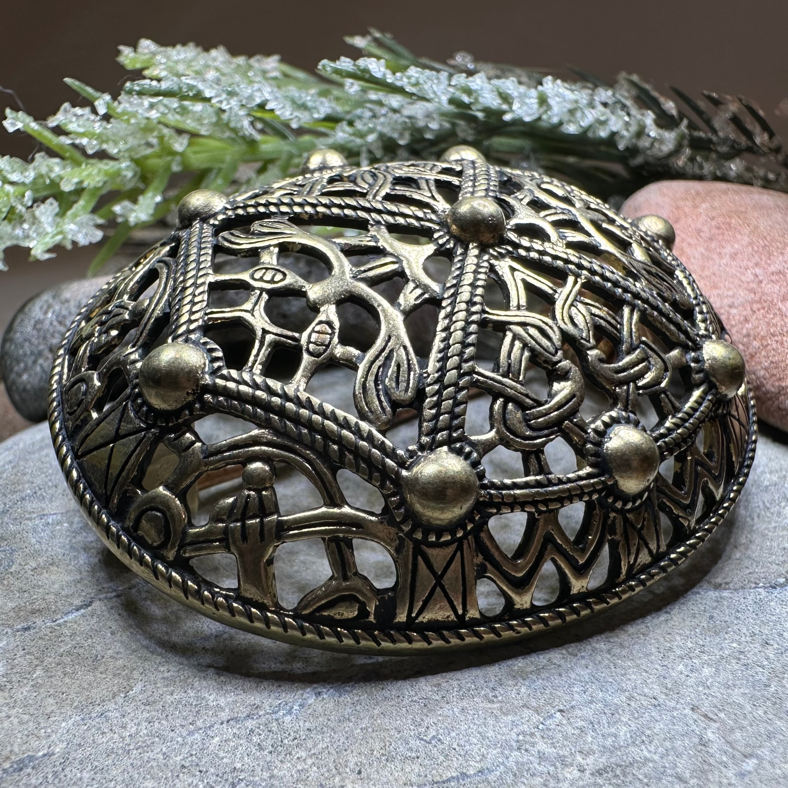 Large Akershus Viking Celtic Brooch - Bronze Historical Reproduction Pin