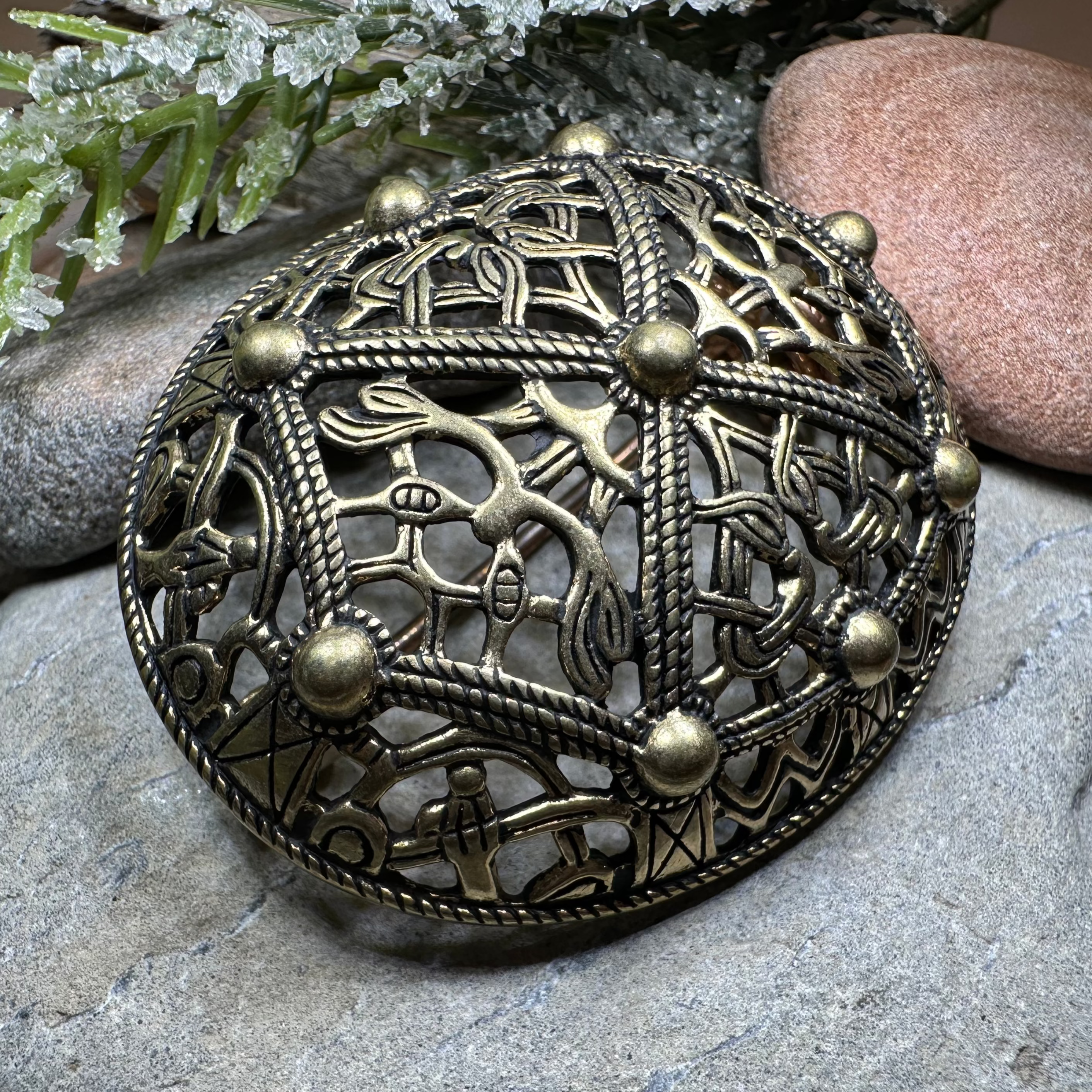 Large Akershus Viking Celtic Brooch - Bronze Historical Reproduction Pin