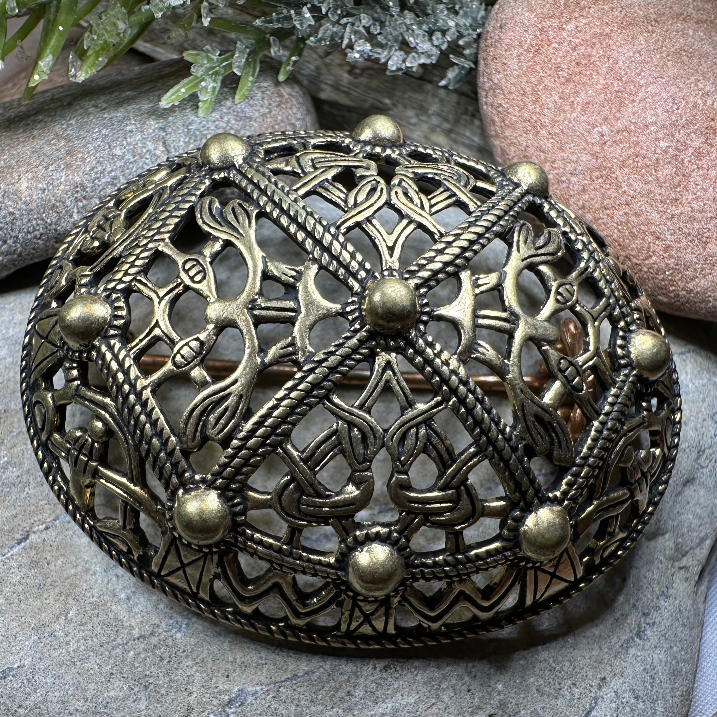 Large Akershus Viking Celtic Brooch - Bronze Historical Reproduction Pin