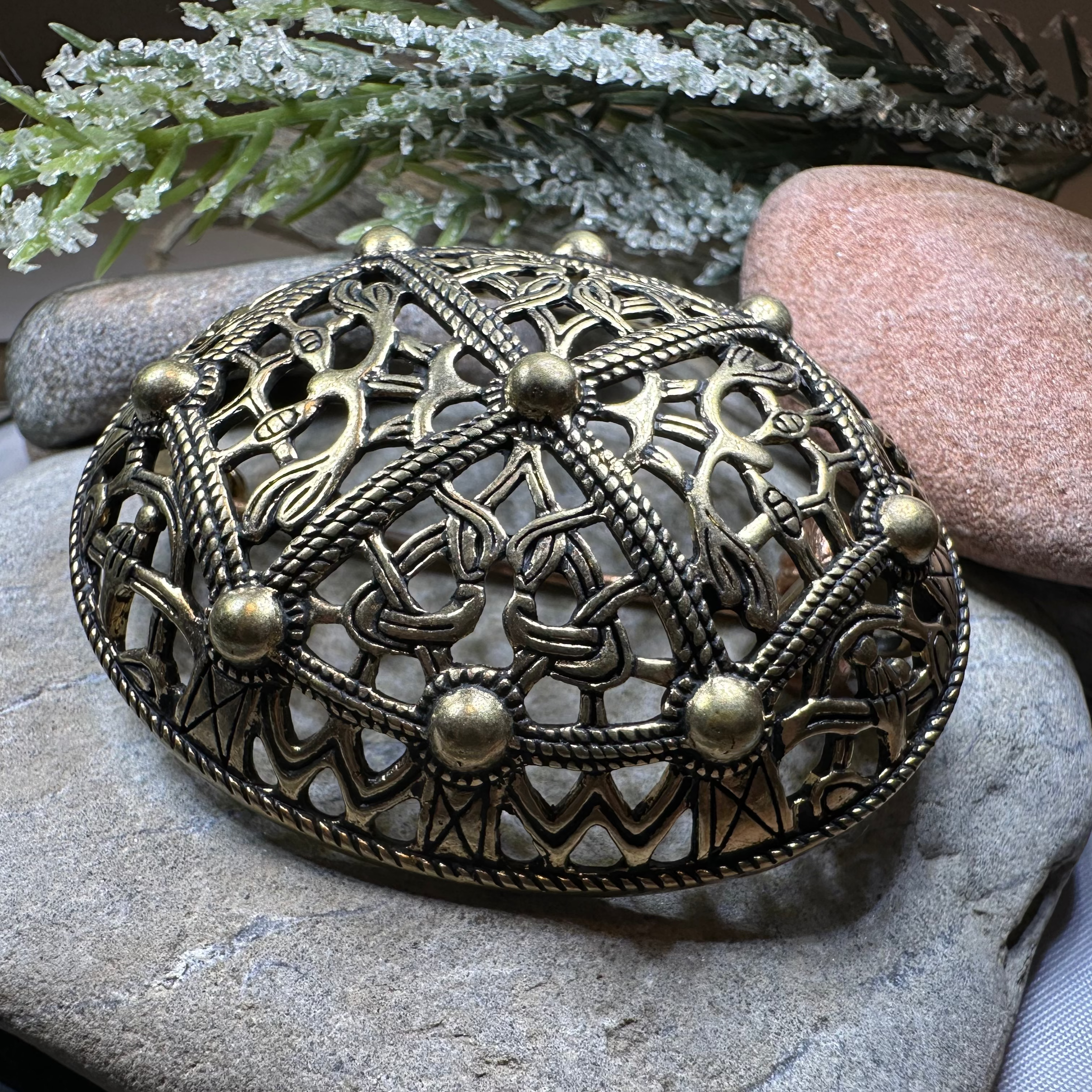 Large Akershus Viking Celtic Brooch - Bronze Historical Reproduction Pin