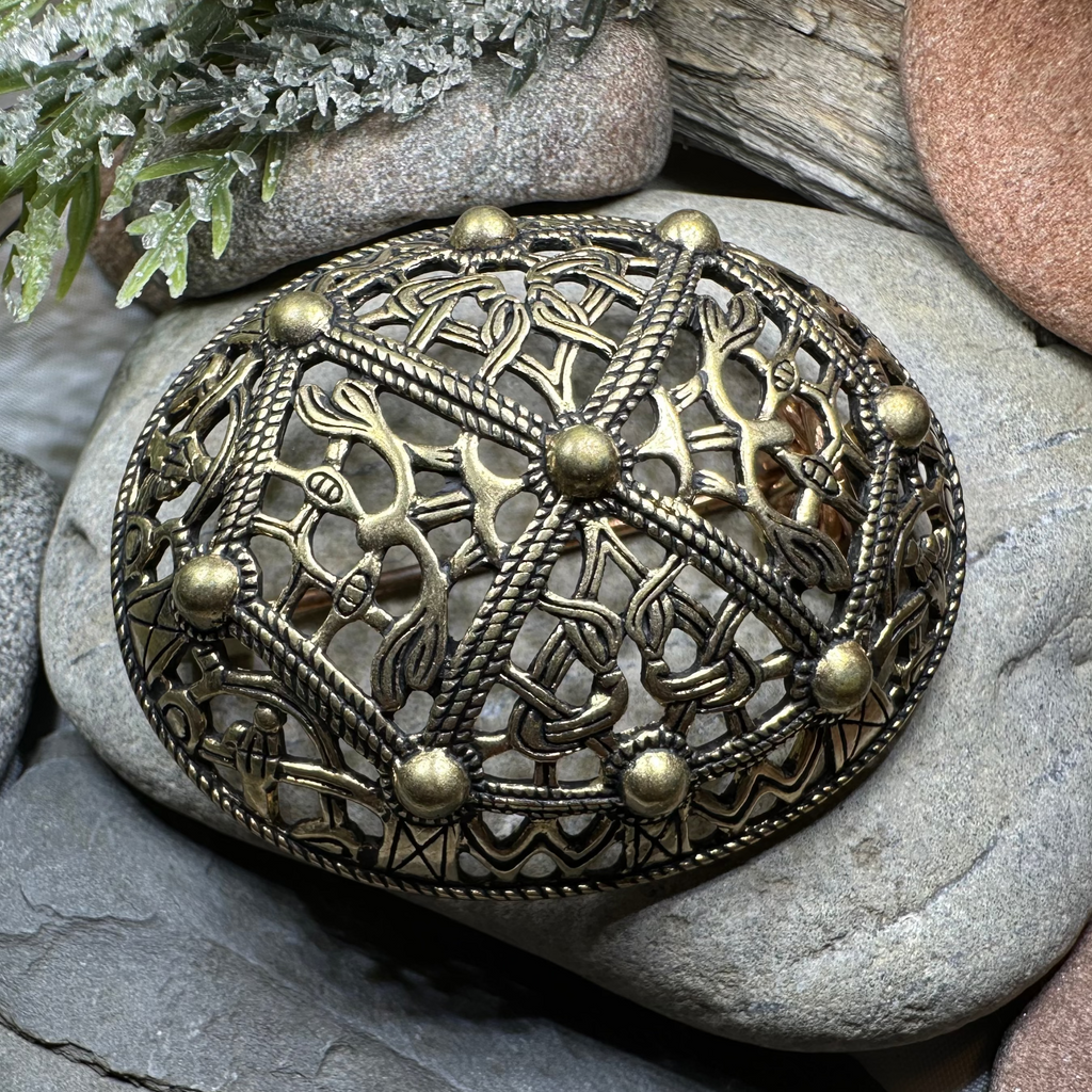 Large Akershus Viking Celtic Brooch - Bronze Historical Reproduction Pin