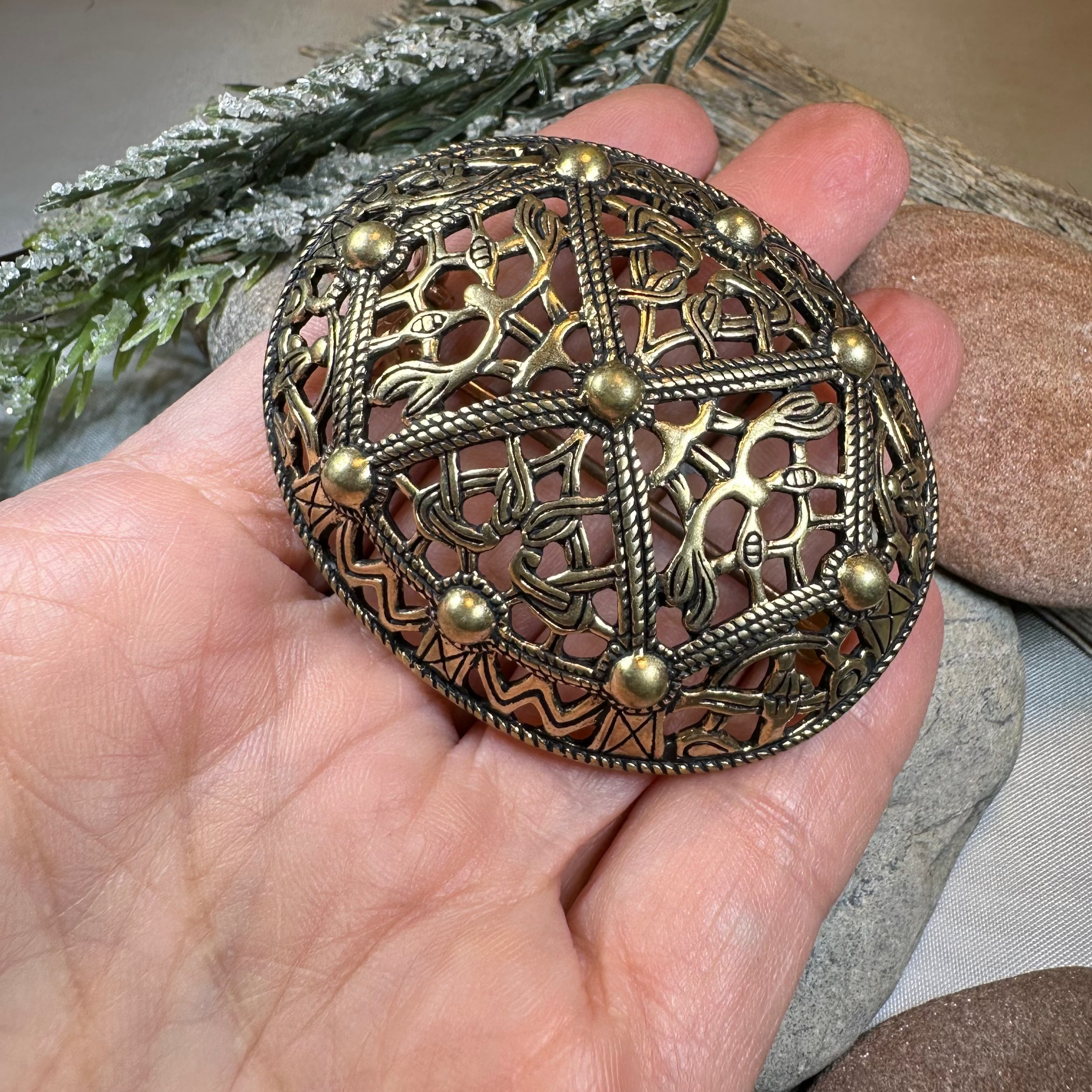 Large Akershus Viking Celtic Brooch - Bronze Historical Reproduction Pin