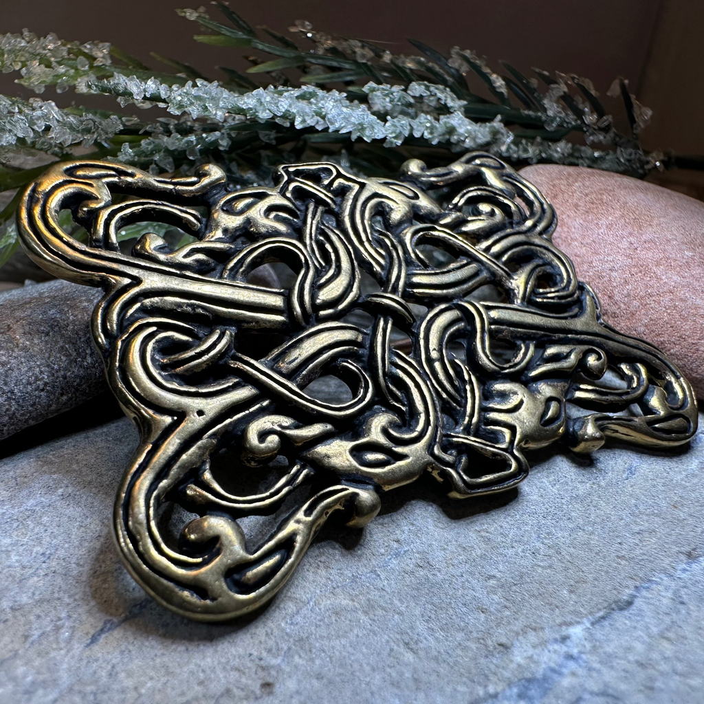 Large Gunnar Celtic Viking Brooch - Bronze Historical Reproduction Pin