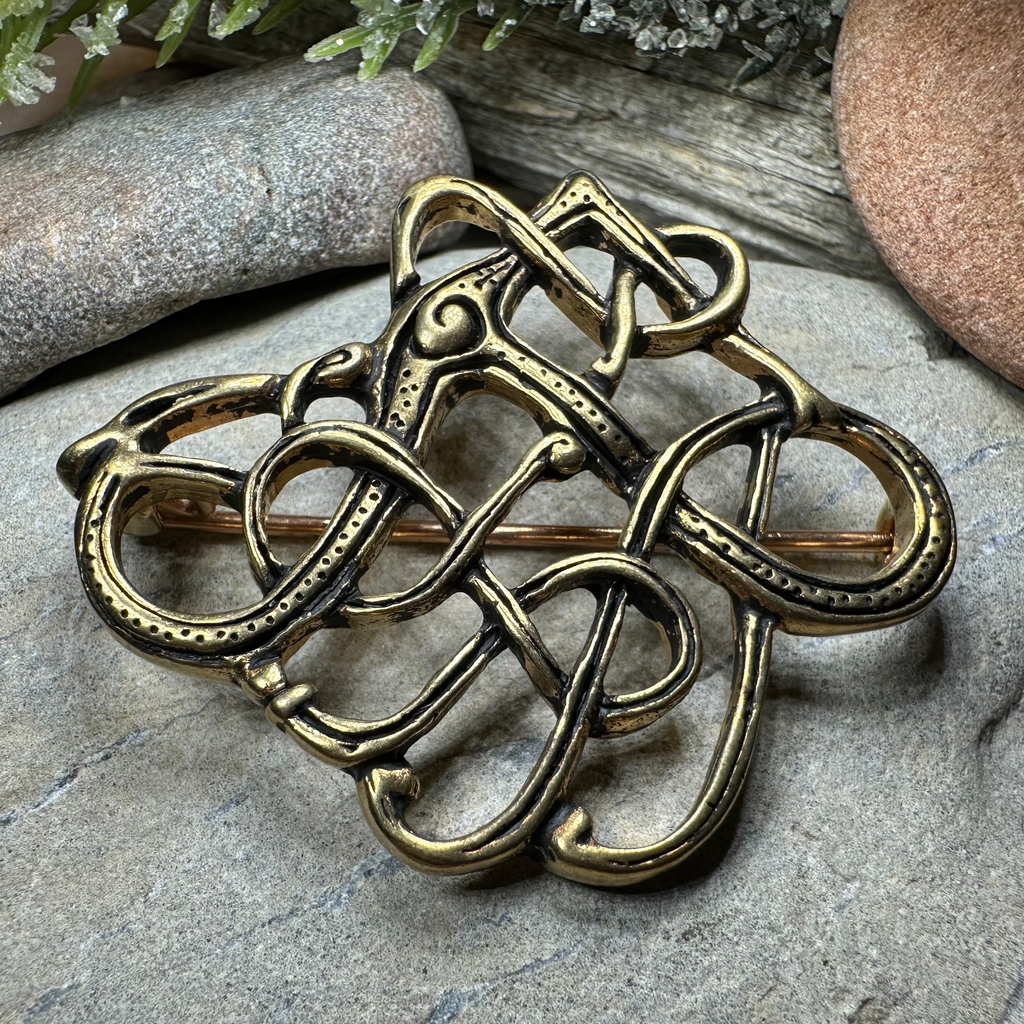 Large Trollaskogur Celtic Viking Brooch - Bronze Historical Reproduction Pin