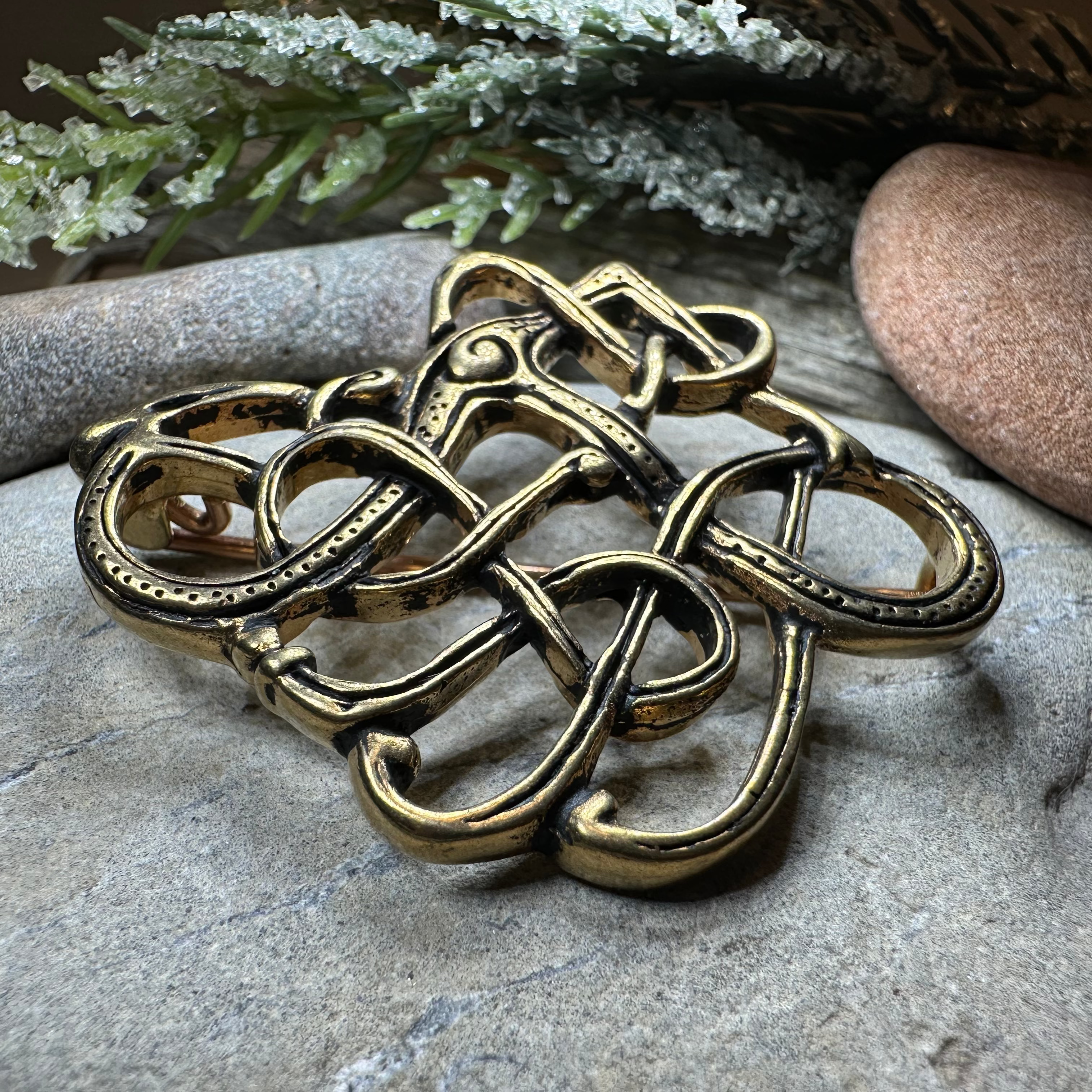 Large Trollaskogur Celtic Viking Brooch - Bronze Historical Reproduction Pin