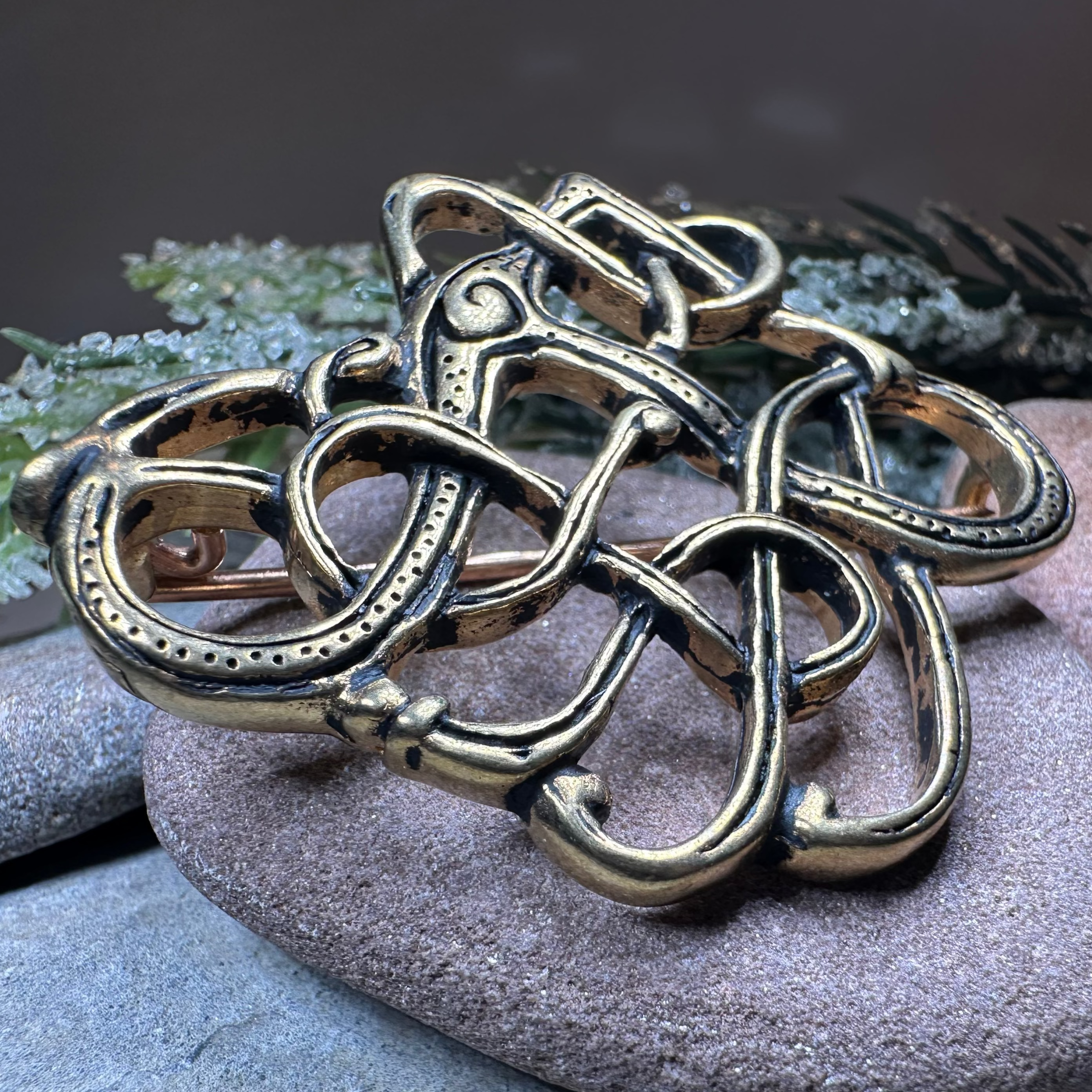Large Trollaskogur Celtic Viking Brooch - Bronze Historical Reproduction Pin