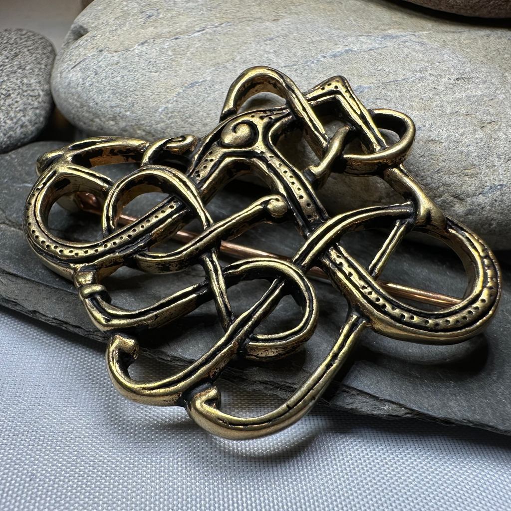 Large Trollaskogur Celtic Viking Brooch - Bronze Historical Reproduction Pin