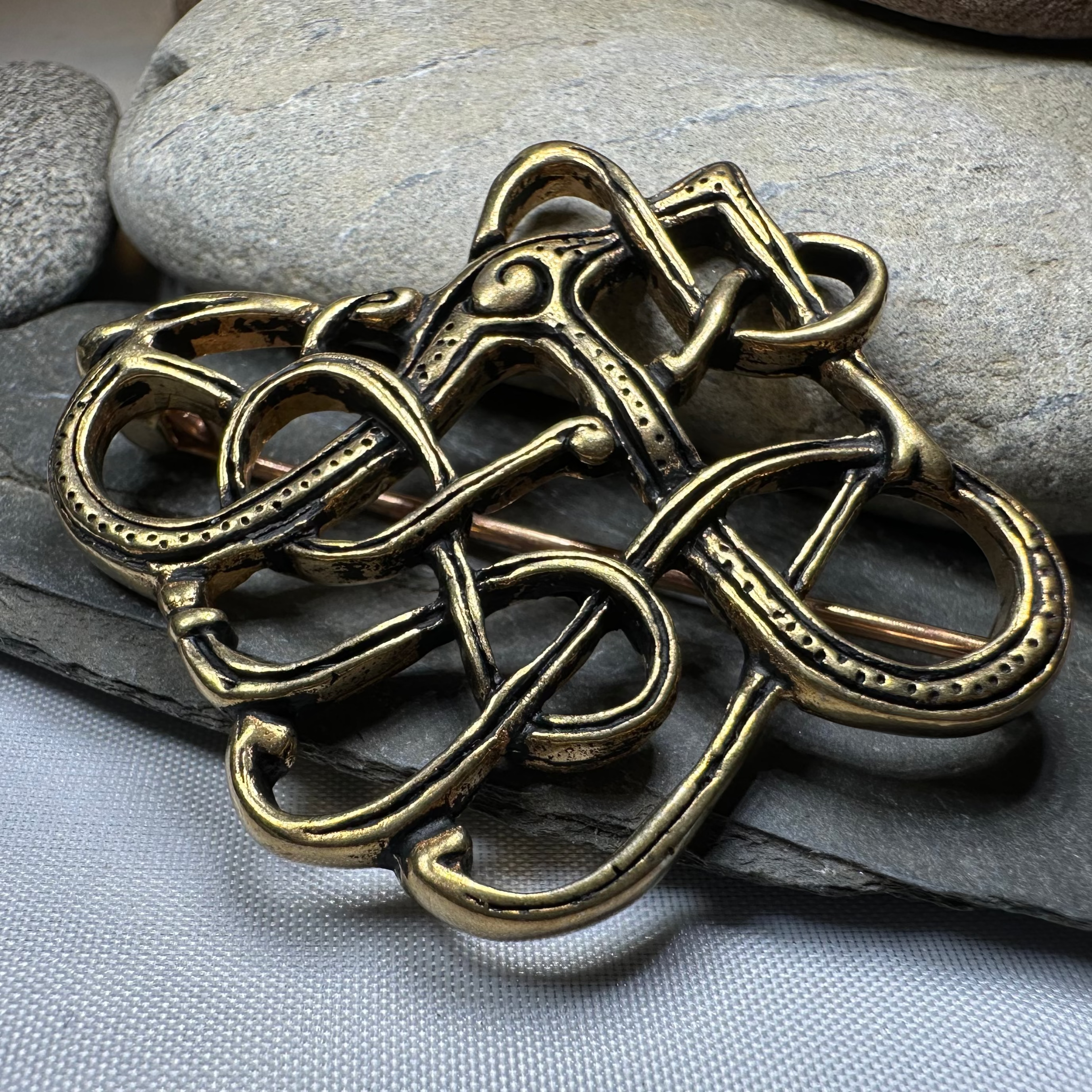 Large Trollaskogur Celtic Viking Brooch - Bronze Historical Reproduction Pin