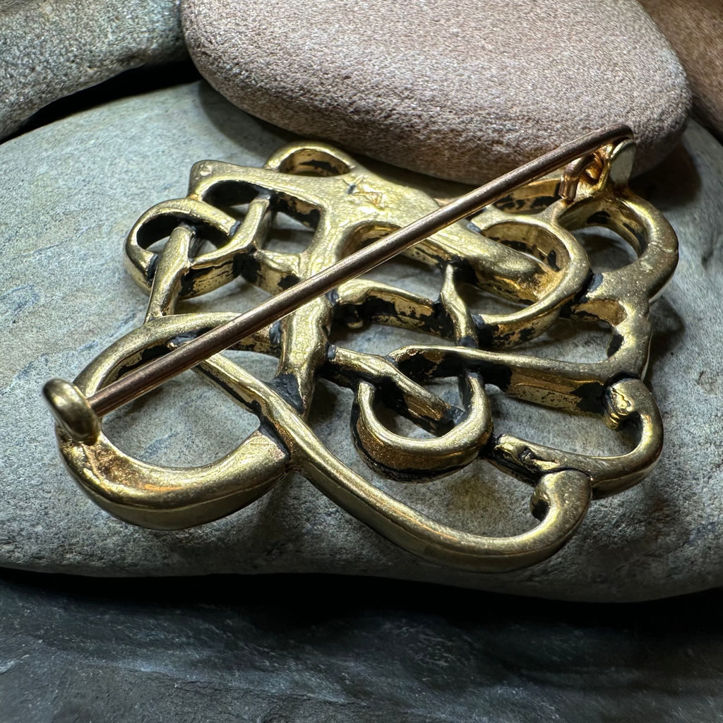 Large Trollaskogur Celtic Viking Brooch - Bronze Historical Reproduction Pin