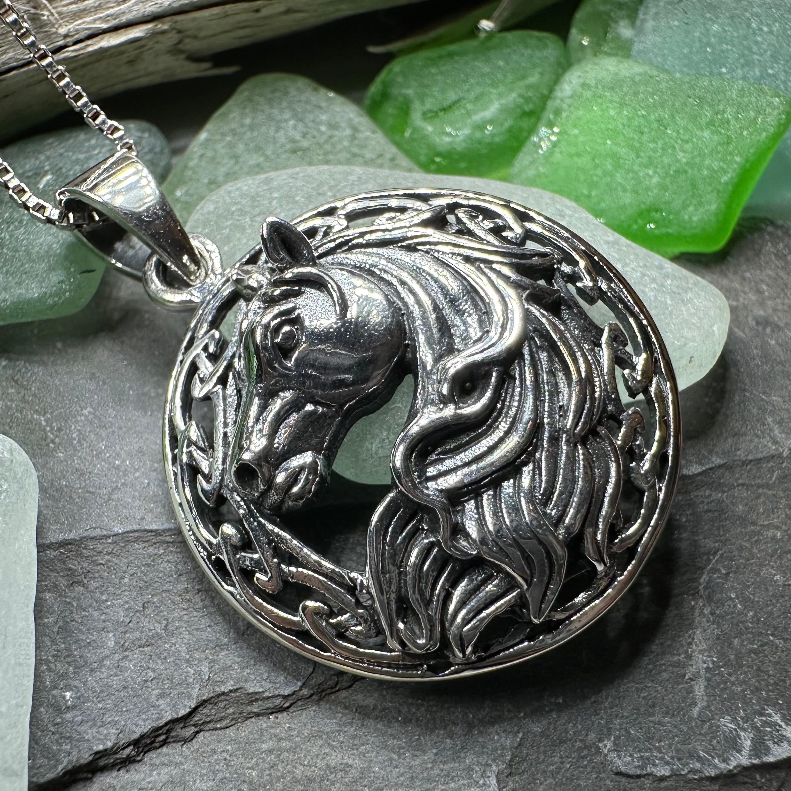 Roan Celtic Horse Necklace