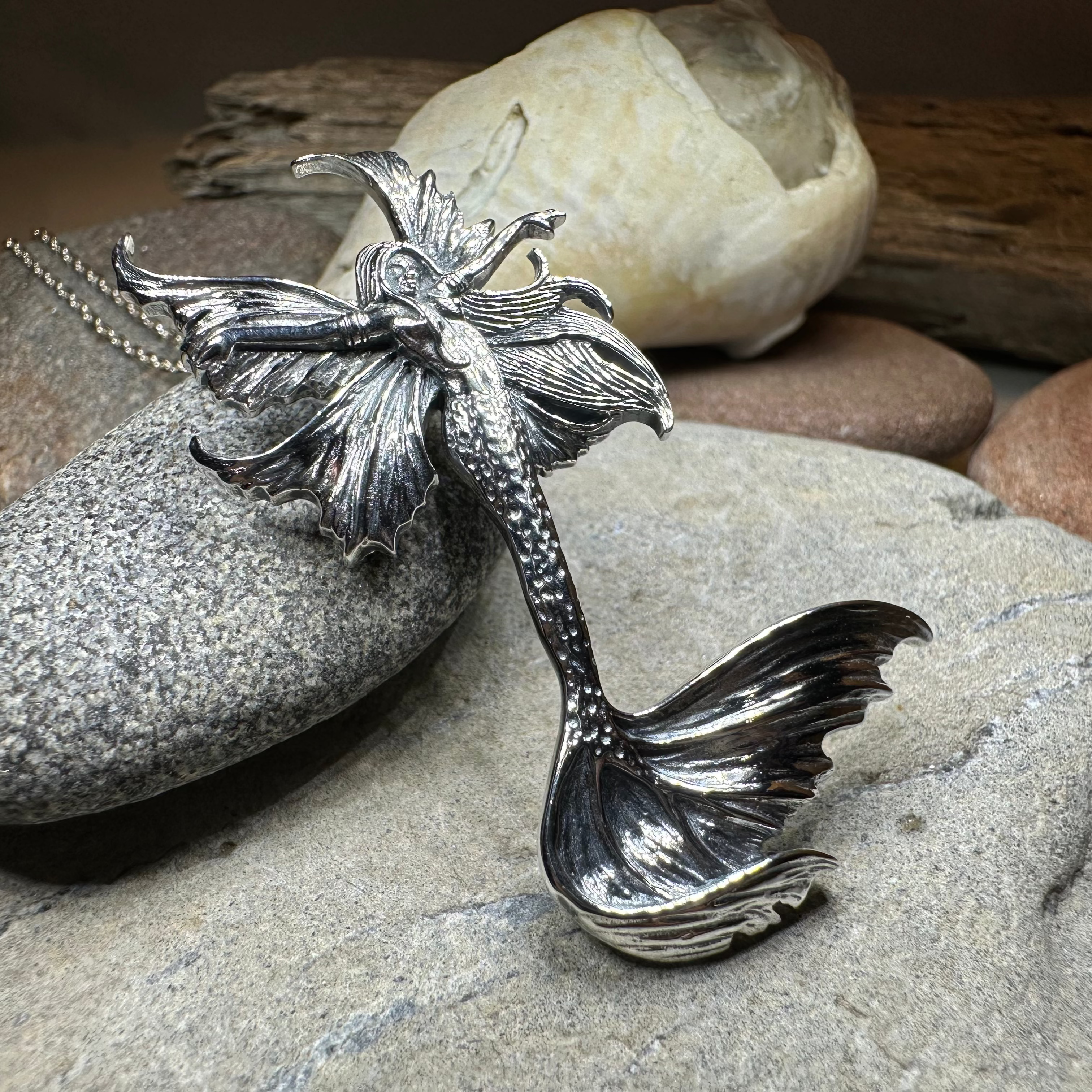 Sea Fairy Mermaid Necklace in Sterling Silver