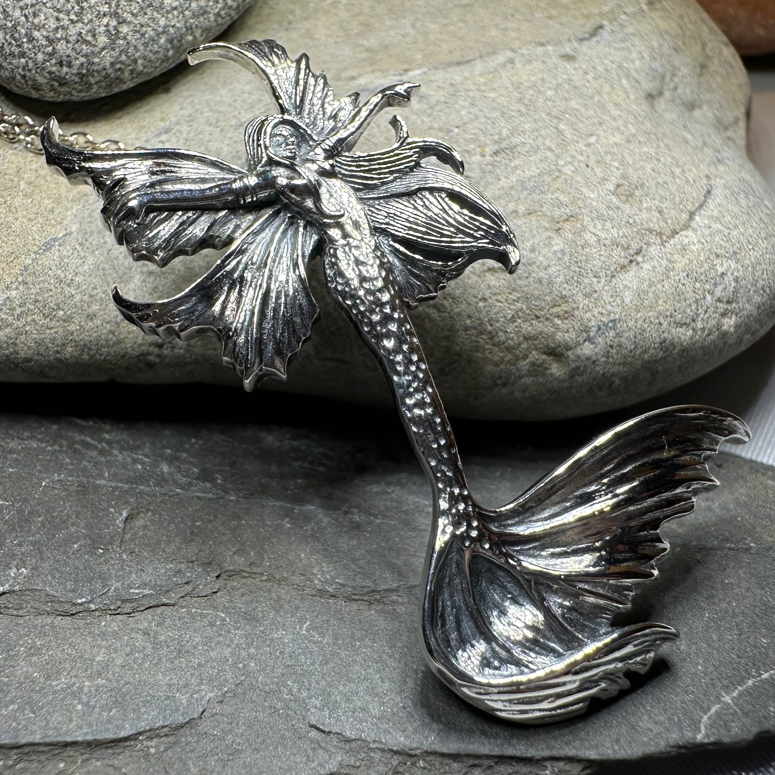 Sea Fairy Mermaid Necklace in Sterling Silver