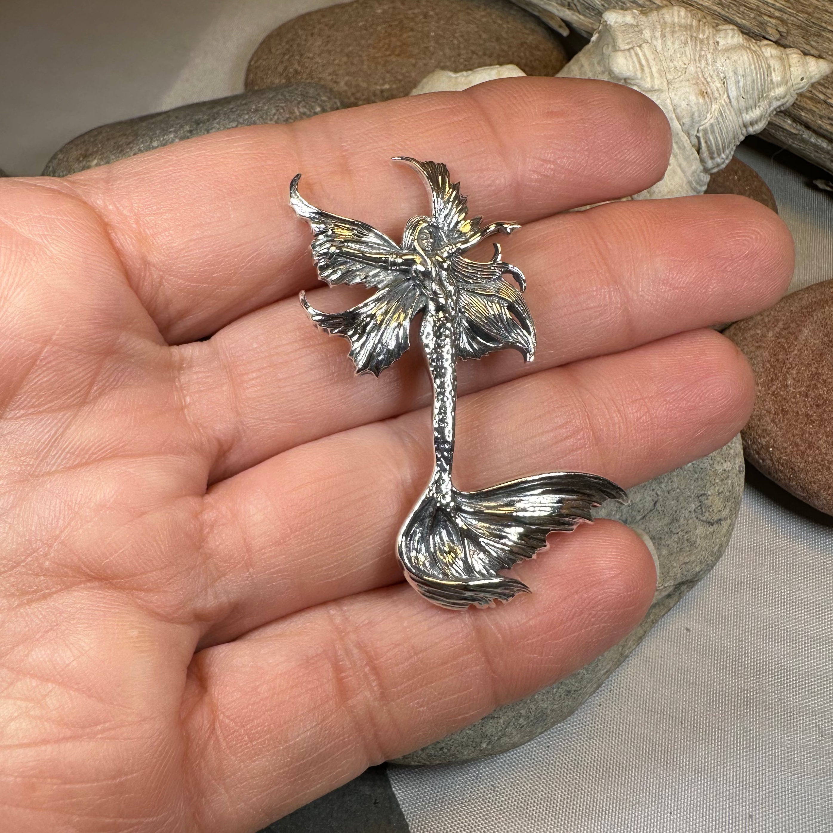 Sea Fairy Mermaid Necklace in Sterling Silver