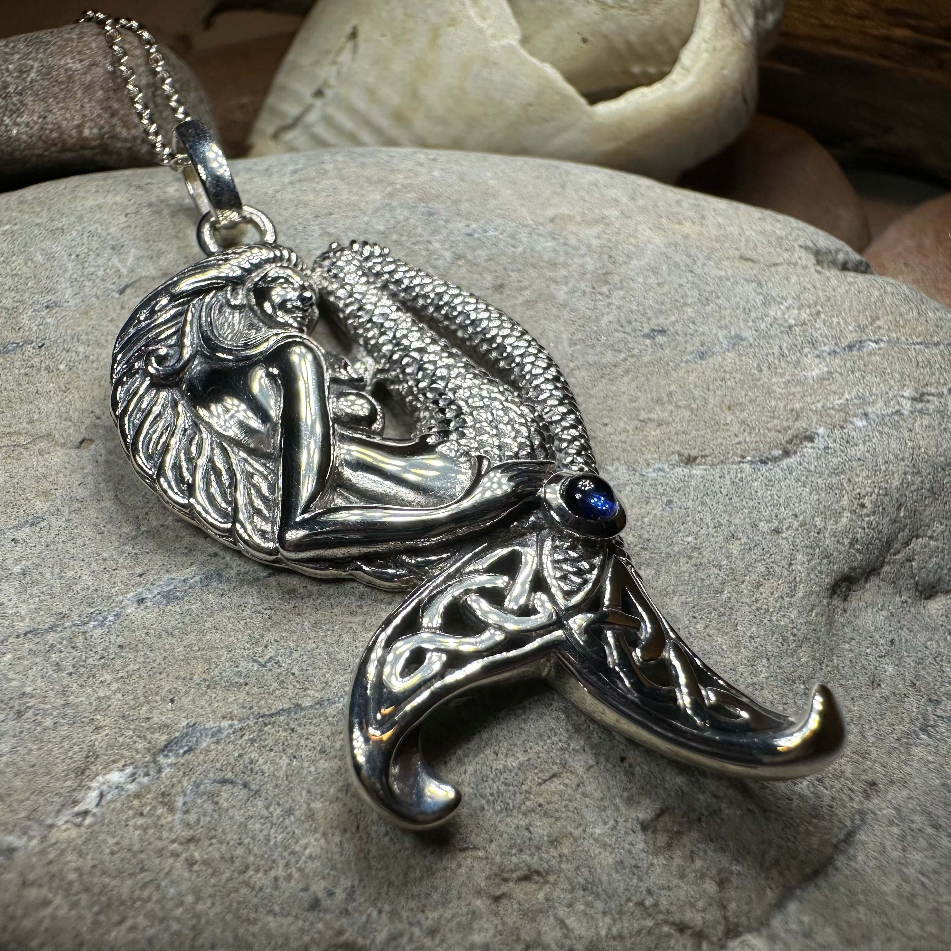 Eldoris Sapphire Celtic Mermaid Necklace