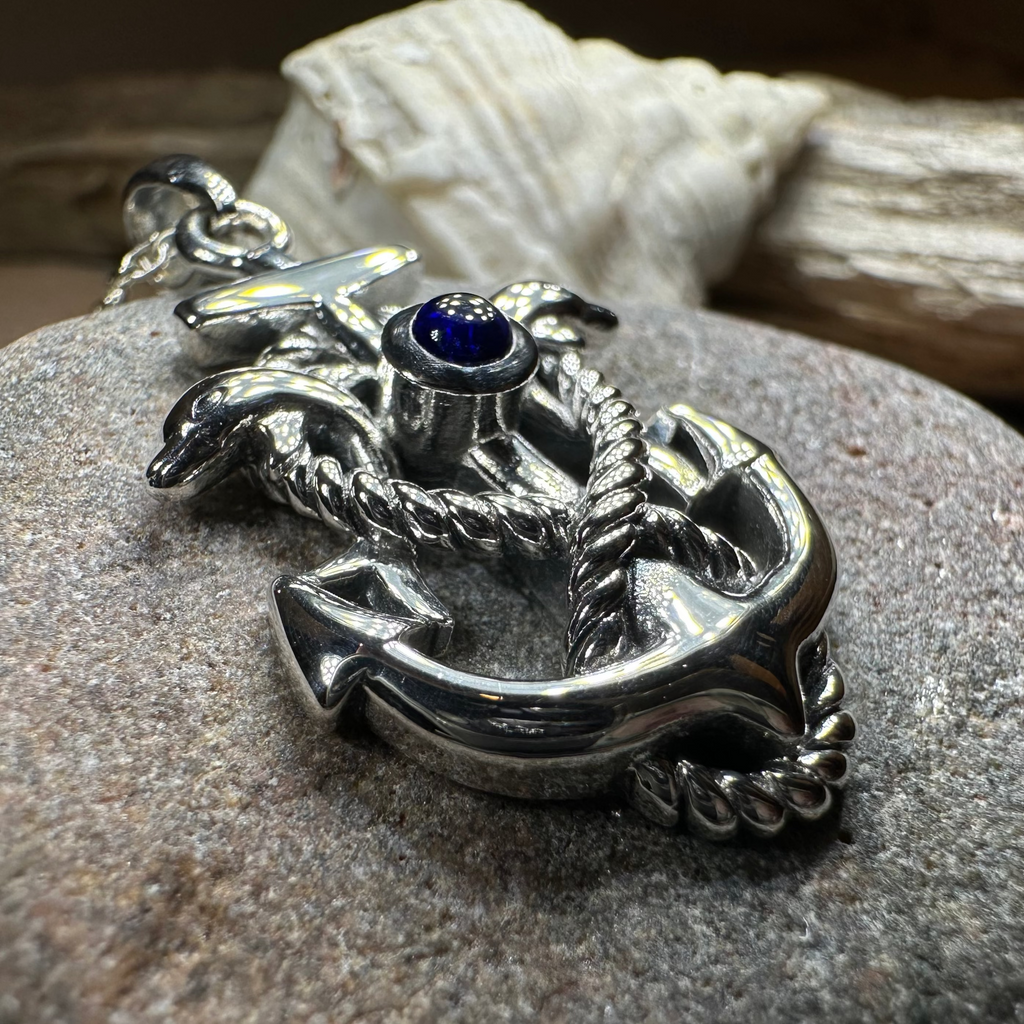 Dolphin Anchor Necklace in Sterling Silver