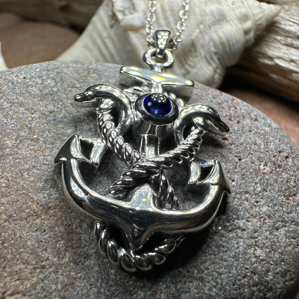 Dolphin Anchor Necklace in Sterling Silver